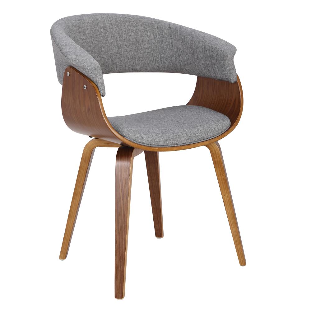 LumiSource CH-VMONL WL+LGY Vintage Mod Midcentury Walnut, Light Grey Accent Chair