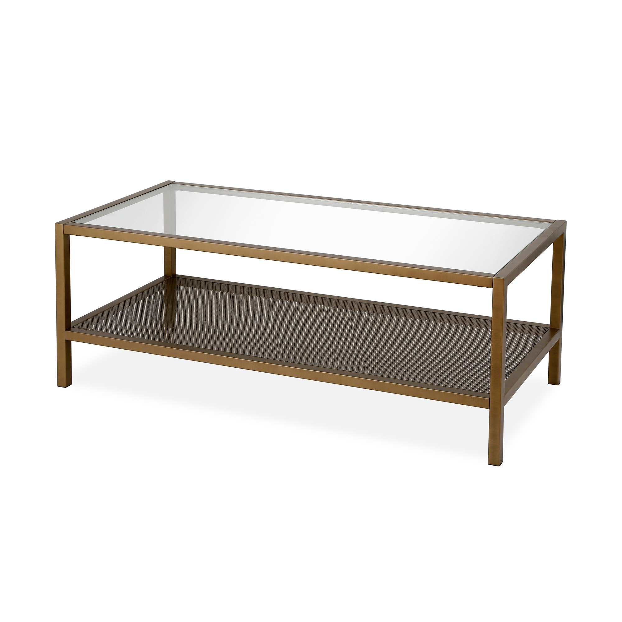 Rigan Brass and Glass Rectangular Coffee Table