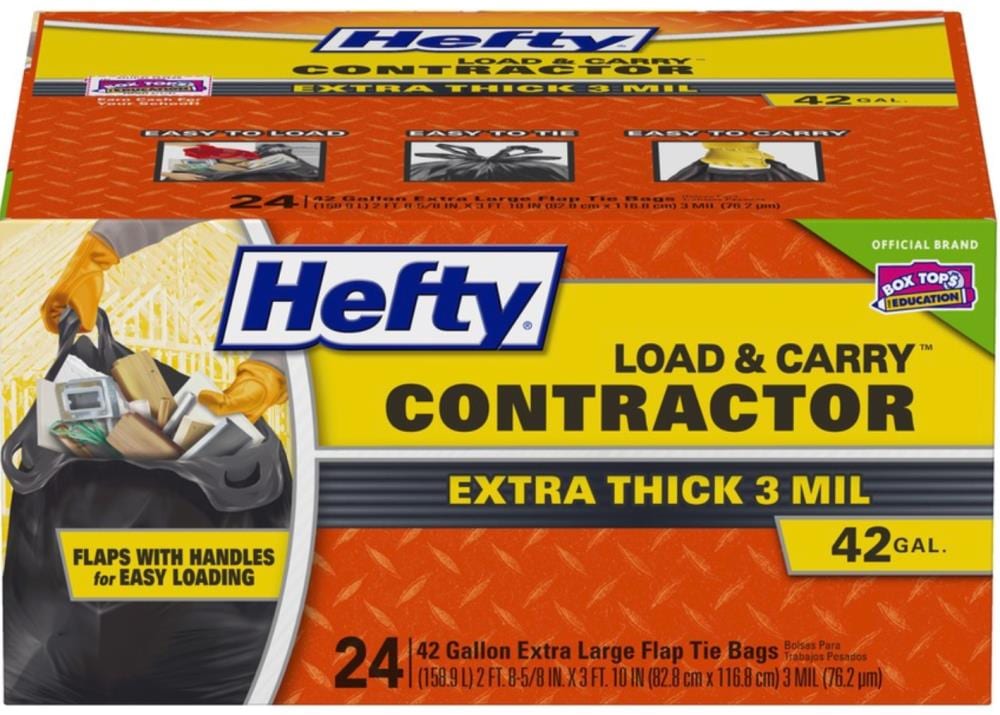 Hefty Load And Carry Contractor Heavy Duty Trash/Garbage Bags 42 Gallon 26 Ct. 