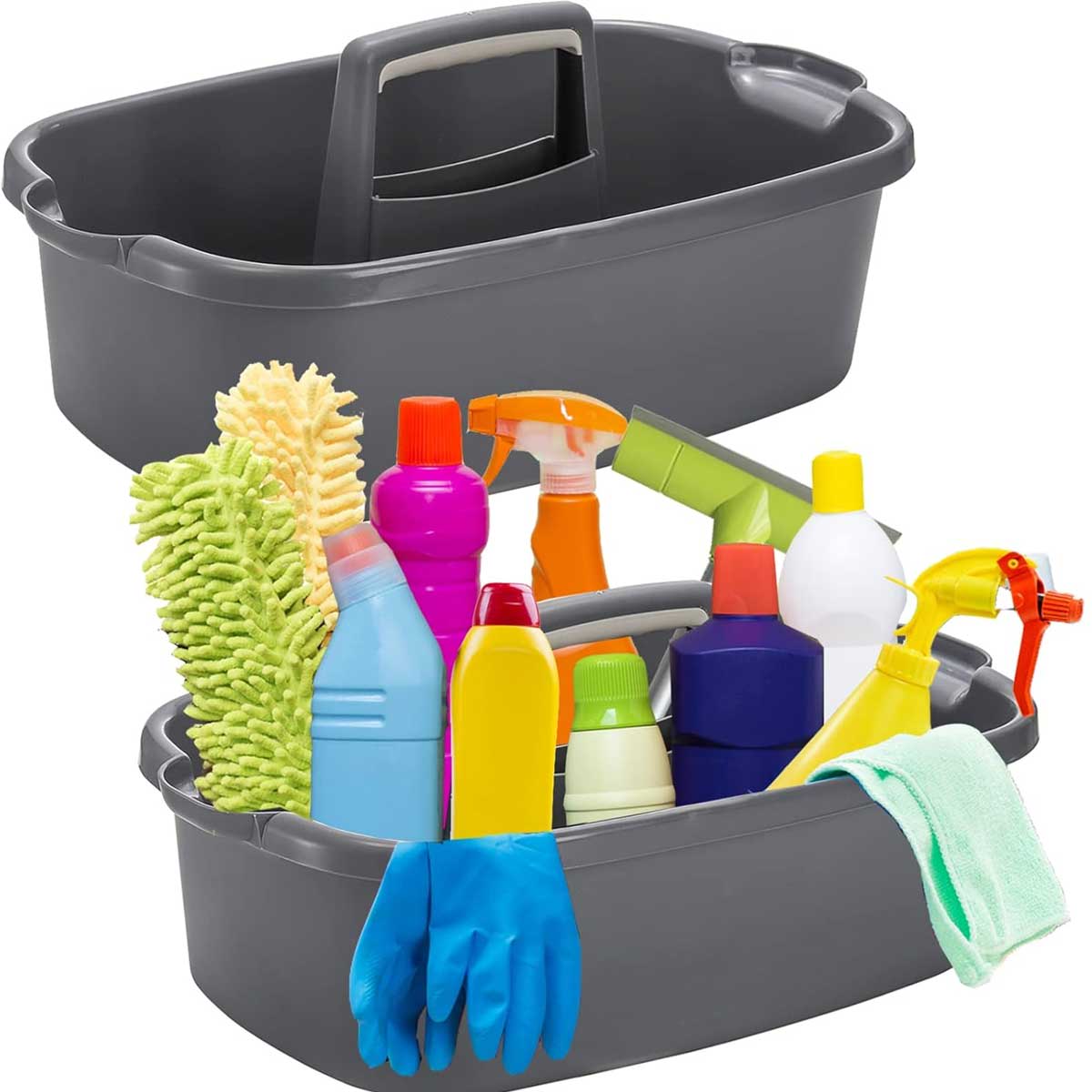 Aoibox -  2 Pack Plastic Cleaning Supply Organizer with Handle Large Storage Basket for Bathroom ...