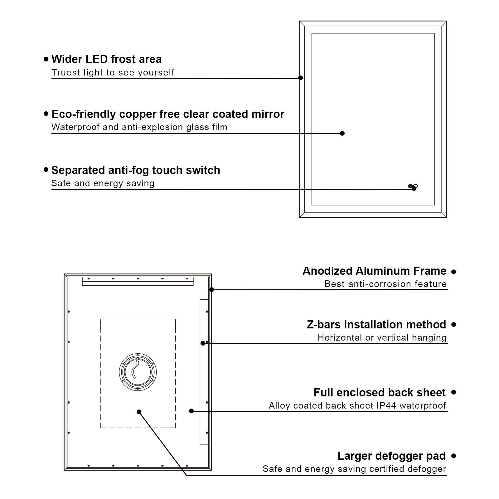 Forclover MRE-6F2836GD Framed-Bath-Mirrors - View #4