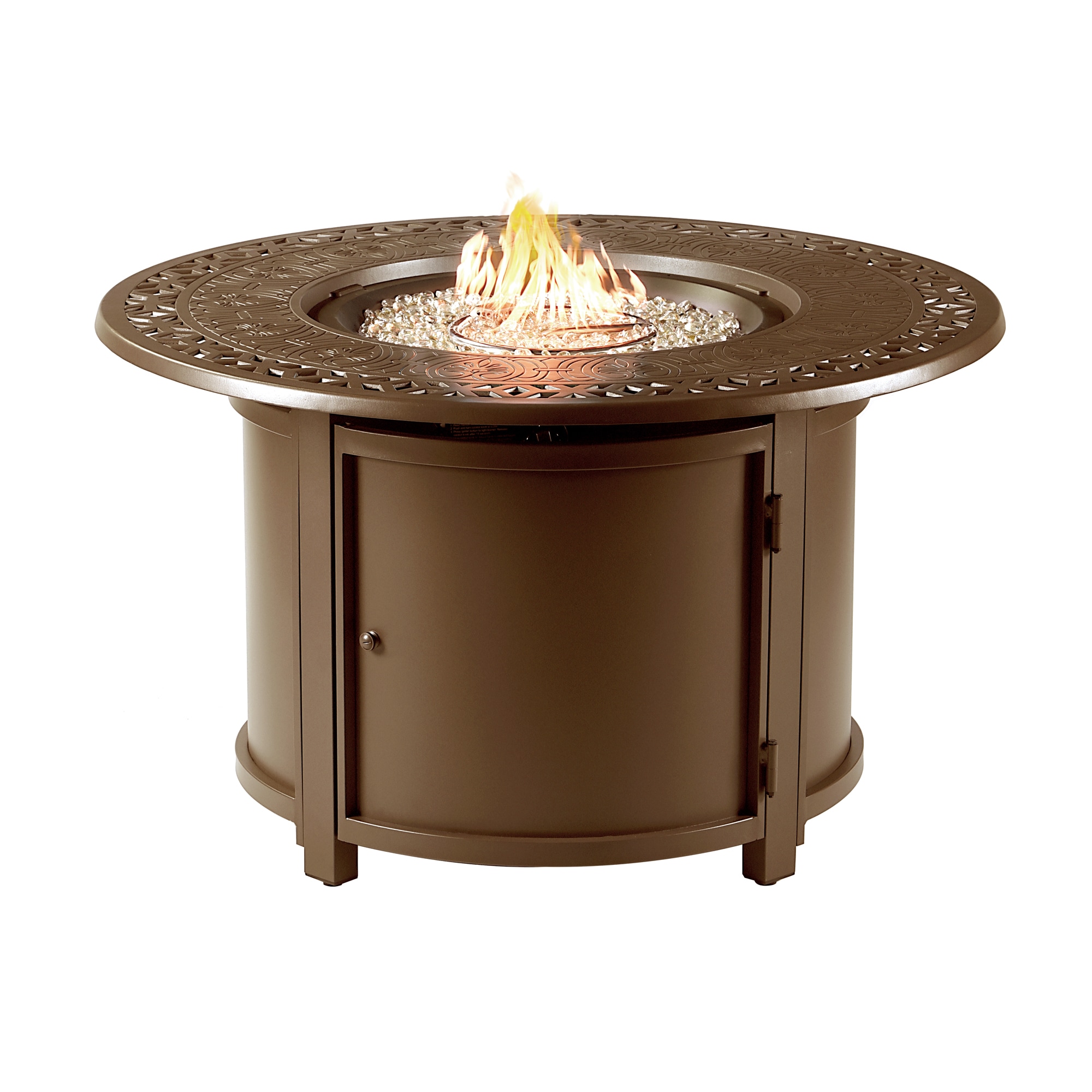 Oakland Living LIMA-FPT-BN 44-in W Brown Portable Aluminum Round Liquid propane Fire table