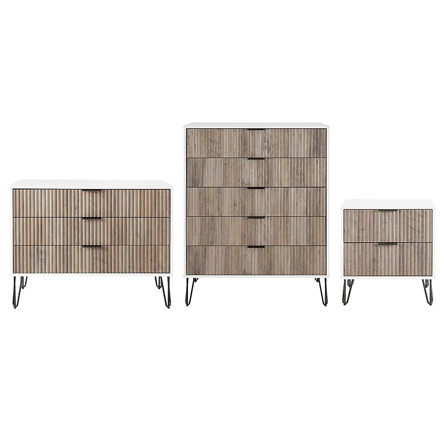 Manhattan Comfort DUMBO Modern 5-Drawer Tall Dresser in White and Grey Manhattan Comfort DUMBO Modern 5-Drawer Tall Dresser in White and Grey