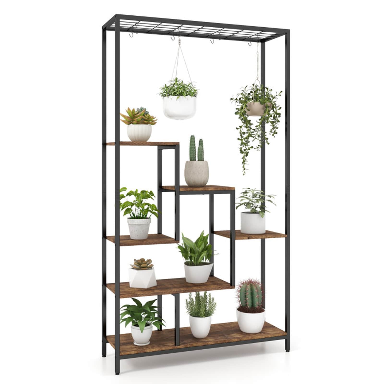 SUGIFT 8-Tier Corner Plant Stand with Grow Lights 58-in Tall