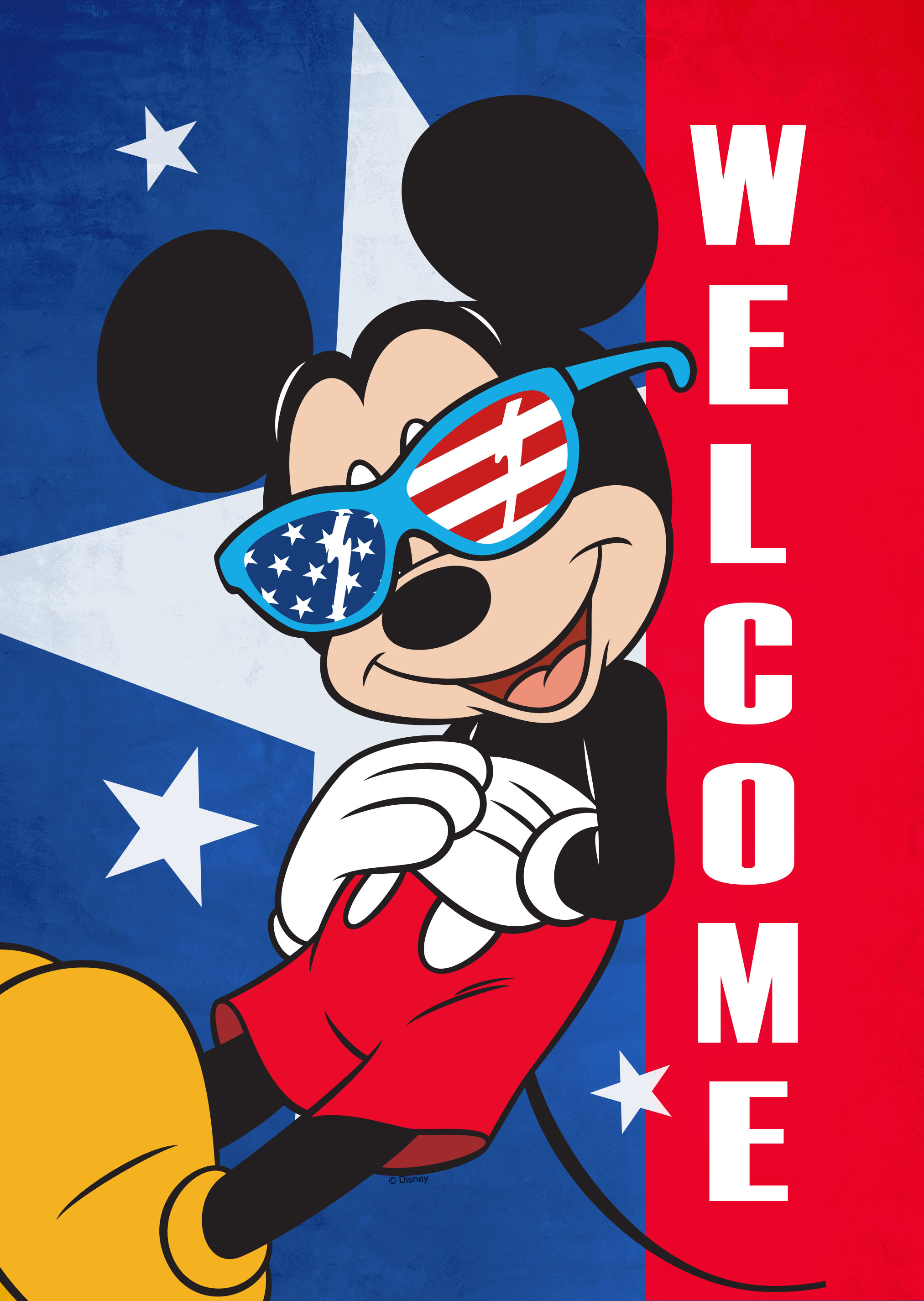 DISNEY Welcome Garden Flag Banner Mickey Mouse USA AMERICAN FLAG 4TH OF JULY 