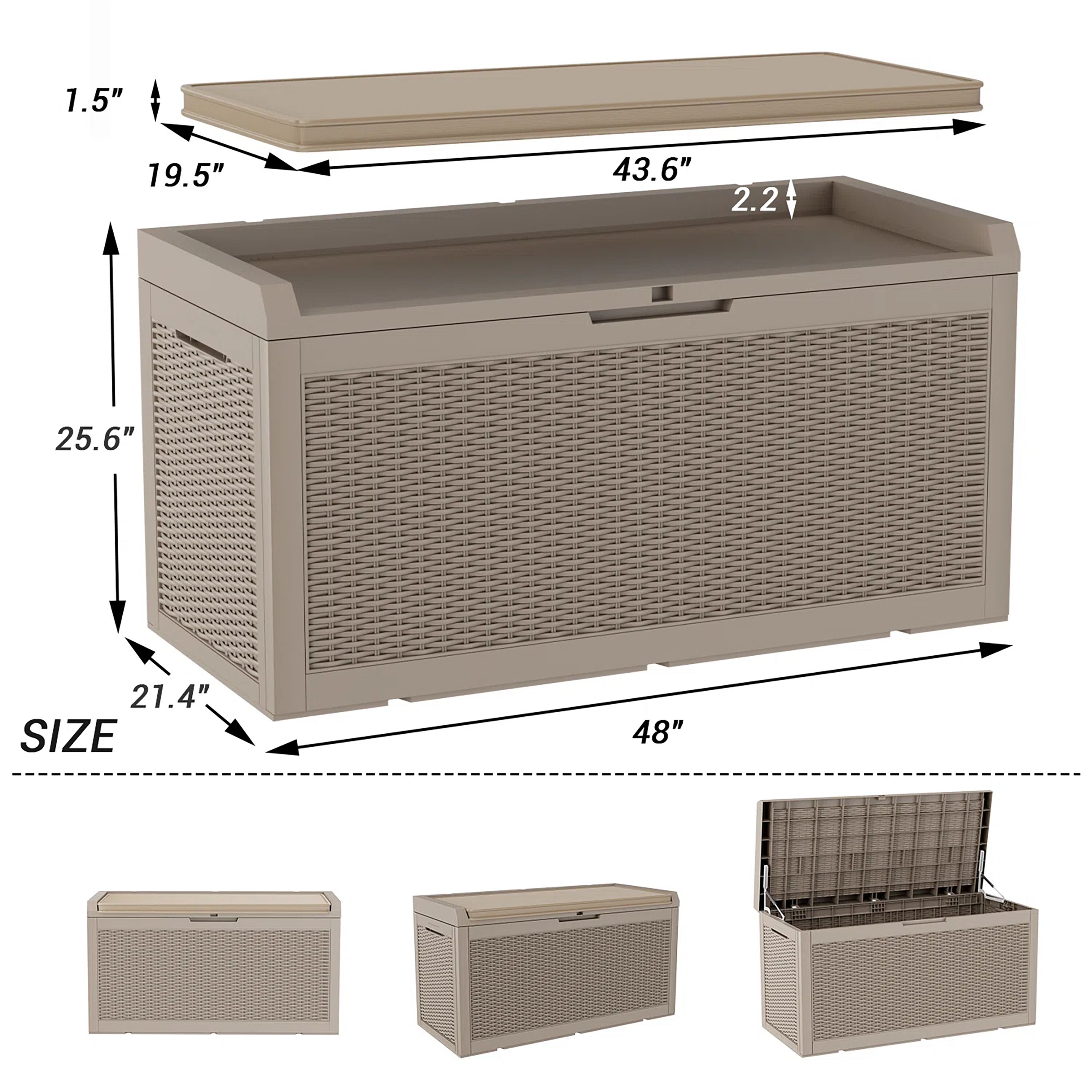 Rubbermaid 120 Gallons Water Resistant Plastic Lockable Deck Box in Brown &  Reviews