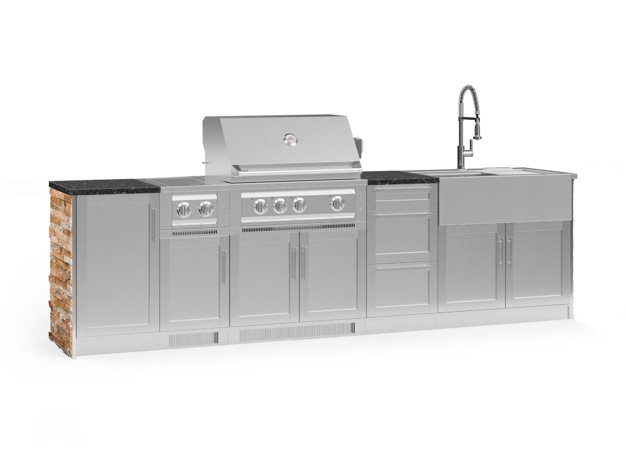 NewAge Products 69077 Signature Series Cabinets Platinum Grill 10 -Piece 124.16-in W x 25.5-in D x 58.64-in H Modular Outdoor Kitchen Set 6 Burners