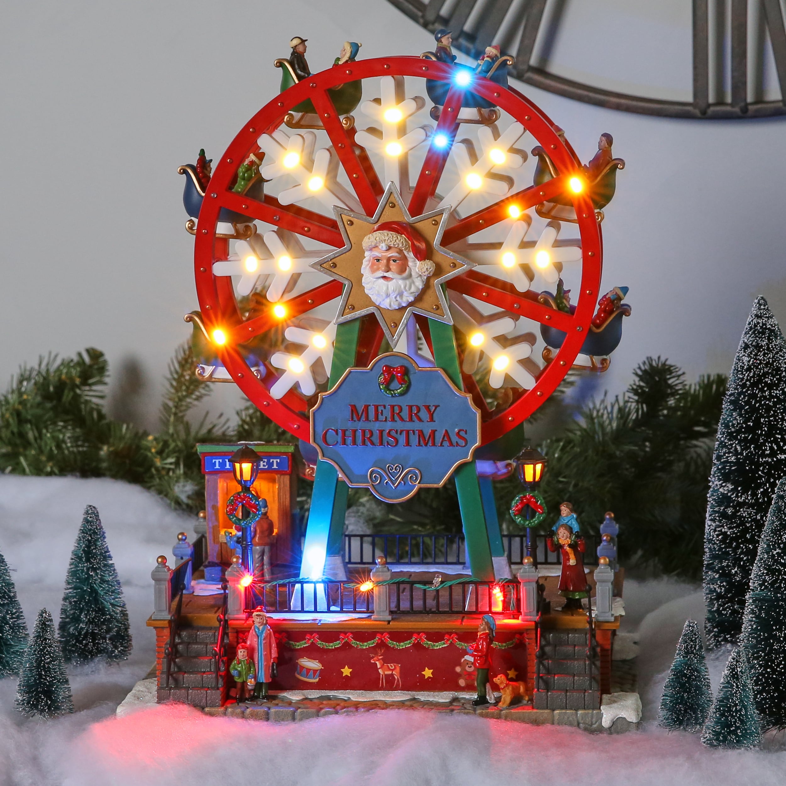 Carole Towne Christmas Village Ferris Wheel Lighted Musical Village