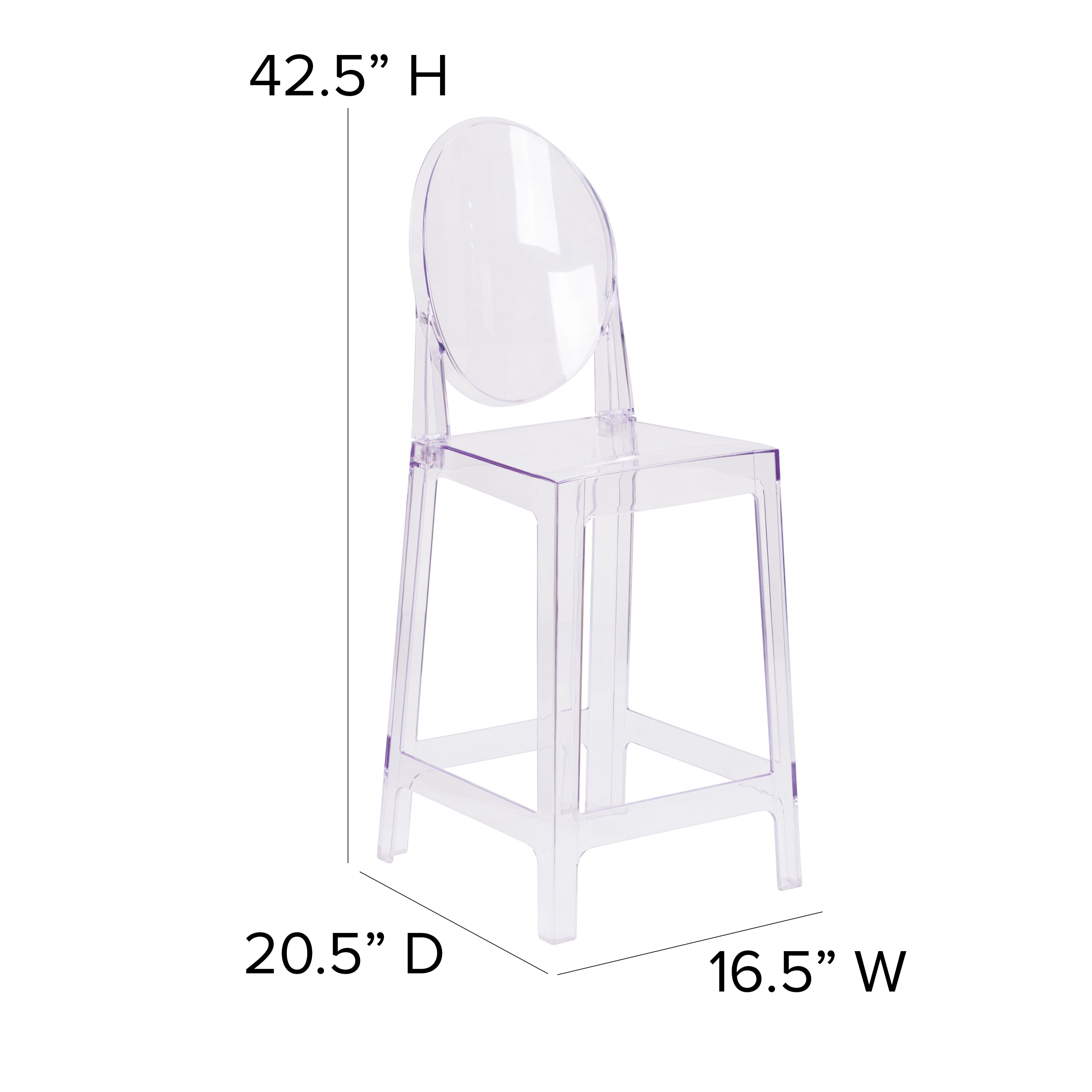 Transparent Crystal Oval Back Counter Stool