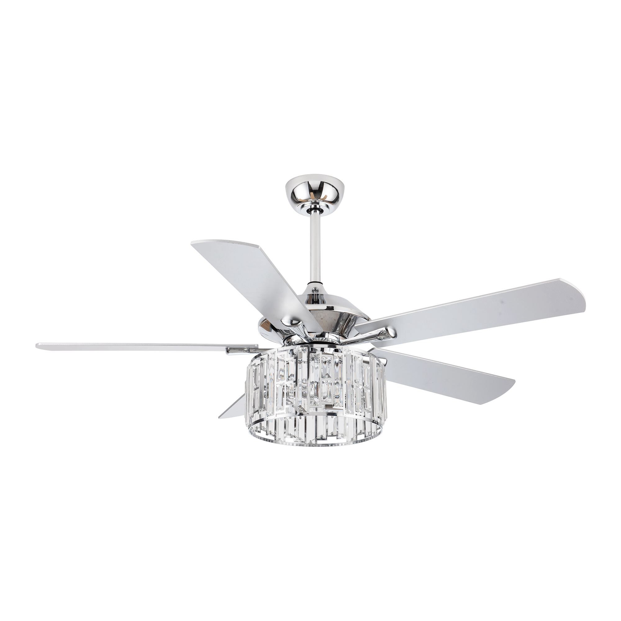 Parrot Uncle 52-in Chrome Indoor Chandelier Ceiling Fan with