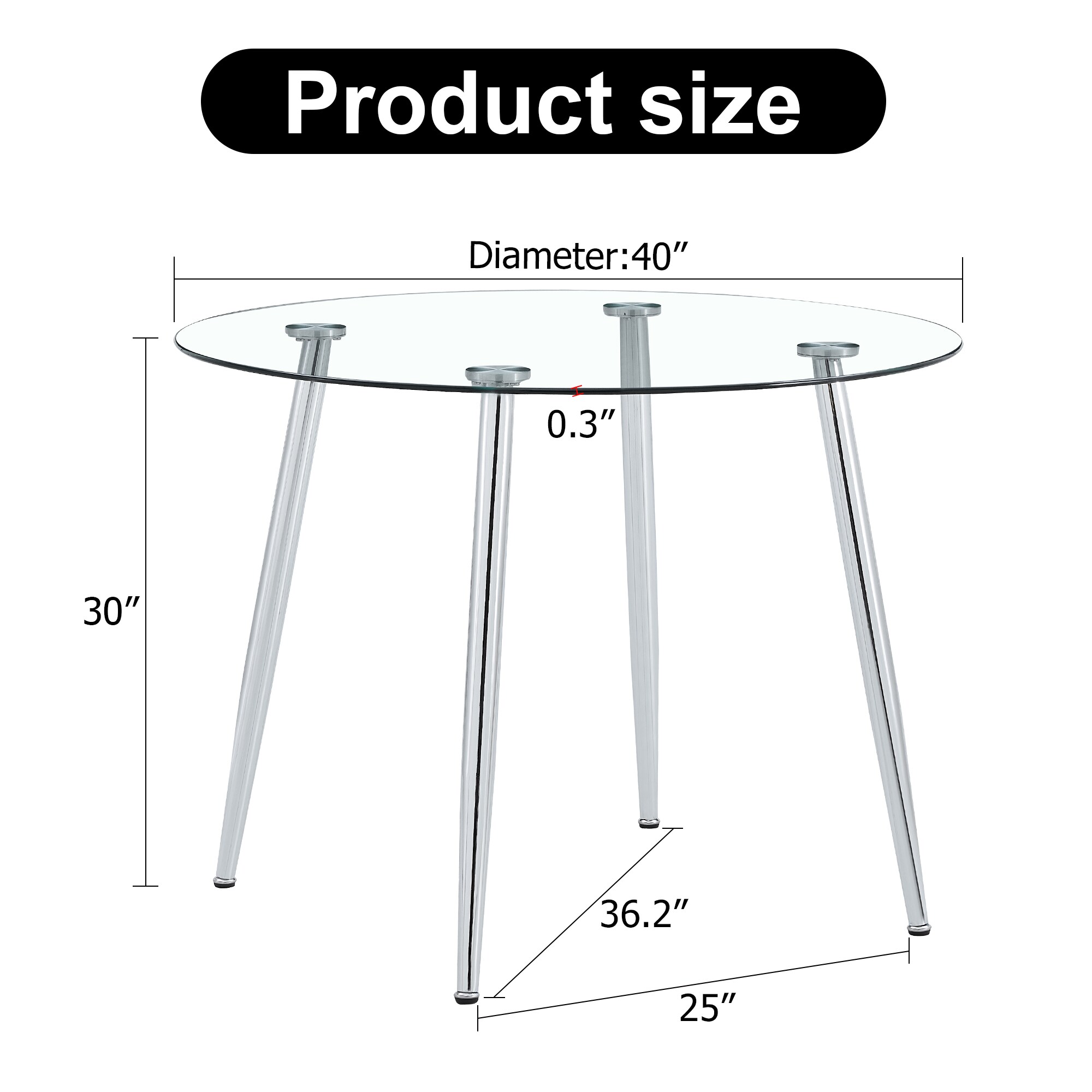 Tatayosi A glass tabletop with a diameter of 40 inches and a modern ...