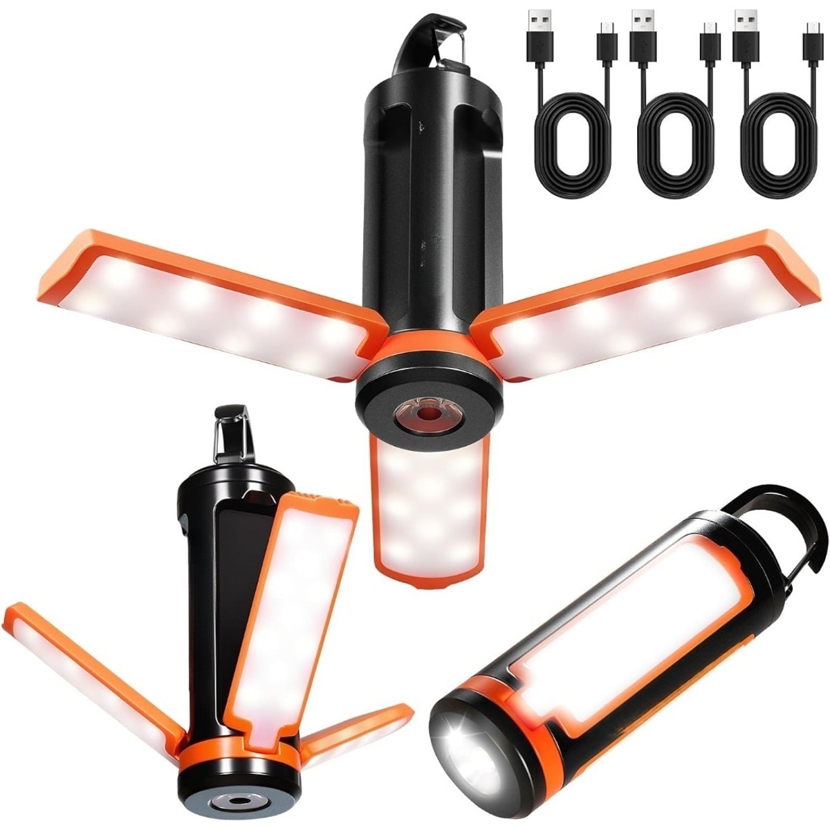 LIUSXAQI  3 Pack Rechargeable LED Camping Lantern with USB Charging 1800 Lumens 6 Lighting Modes Water Resistant for Outdoor Emergency and Power Outages