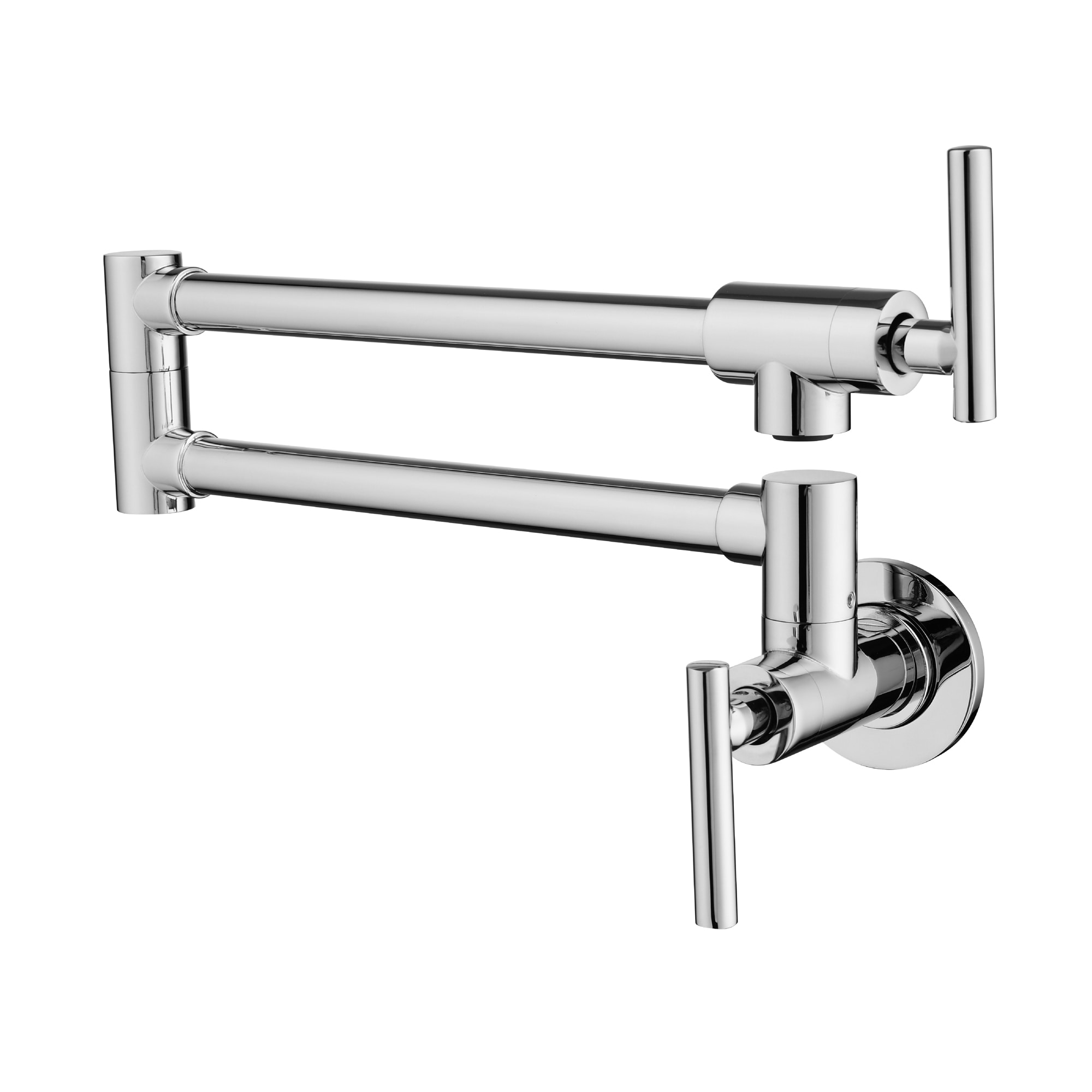 Vanityfus Pot Filler Faucet 2-Handle Wall Mount Swing Arm Folding Pot Filler Kitchen Faucet--Chrome