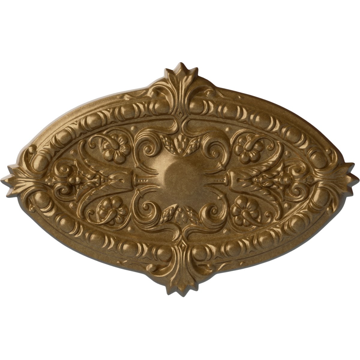 Ekena Millwork CM26MRPAS Marcella 17.25-in W x 26.75-in L Painted Pale Gold Polyurethane Whole Ceiling Medallion