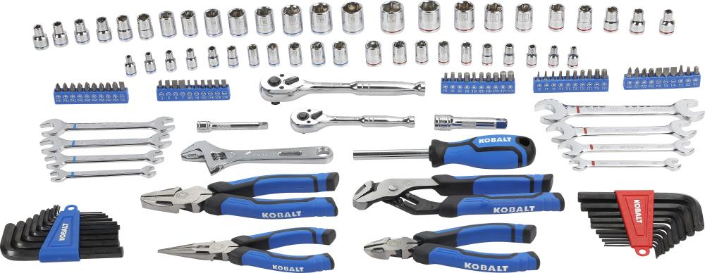 Kobalt 57637 133-Piece Standard (SAE) and Metric Combination Polished Chrome Mechanics Tool Set with Hard Case