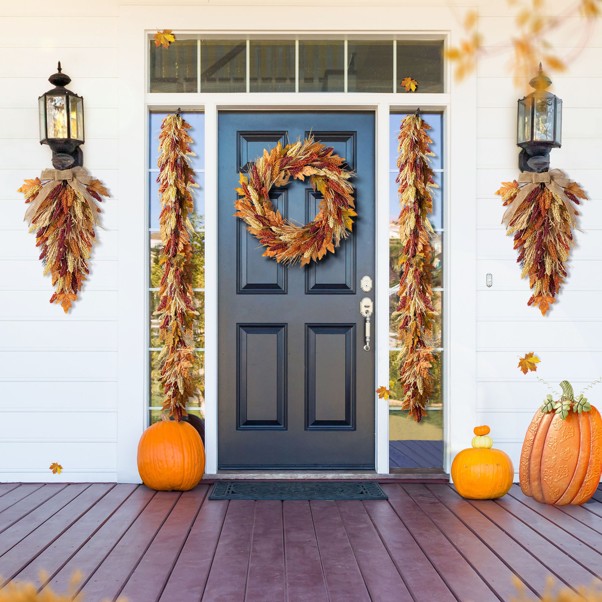 Glitzhome 2019500020 Artificial-Thanksgiving-Wreaths - View #5
