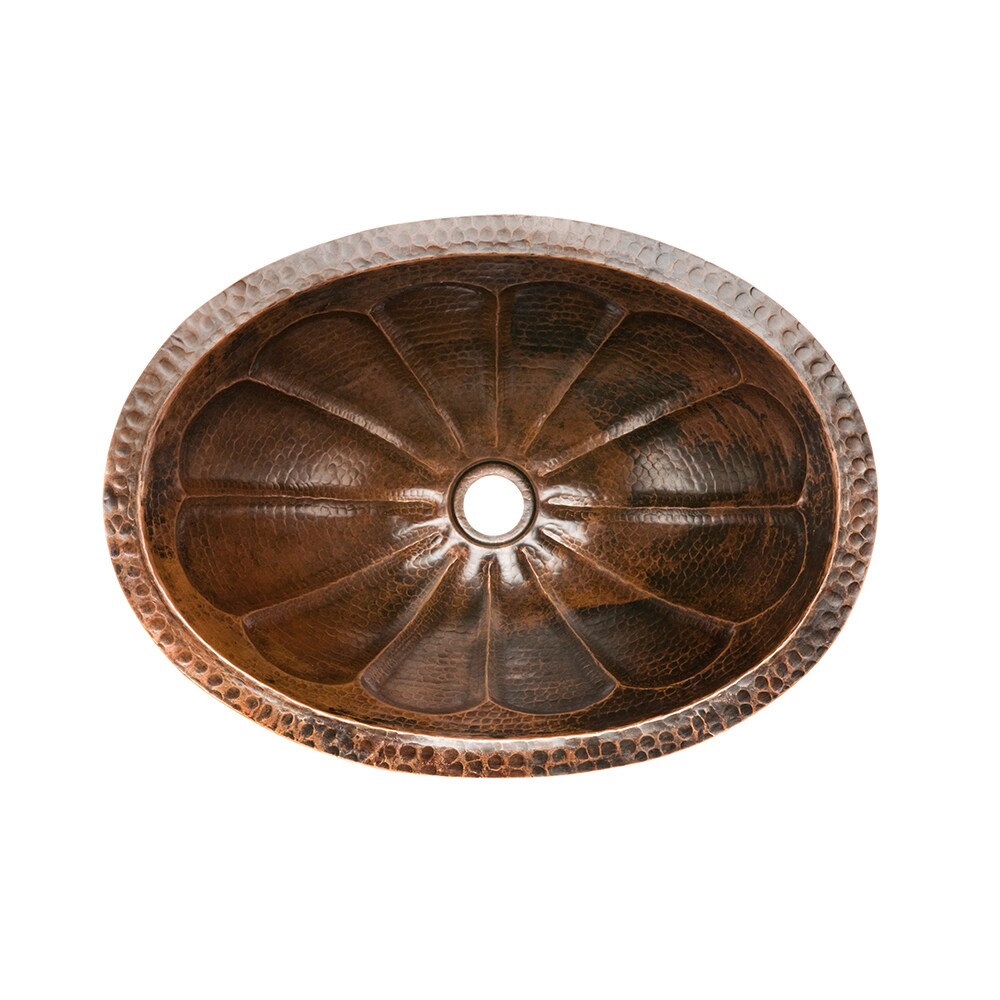 19" Oval Oil Rubbed Bronze Hammered Copper Bathroom Sink