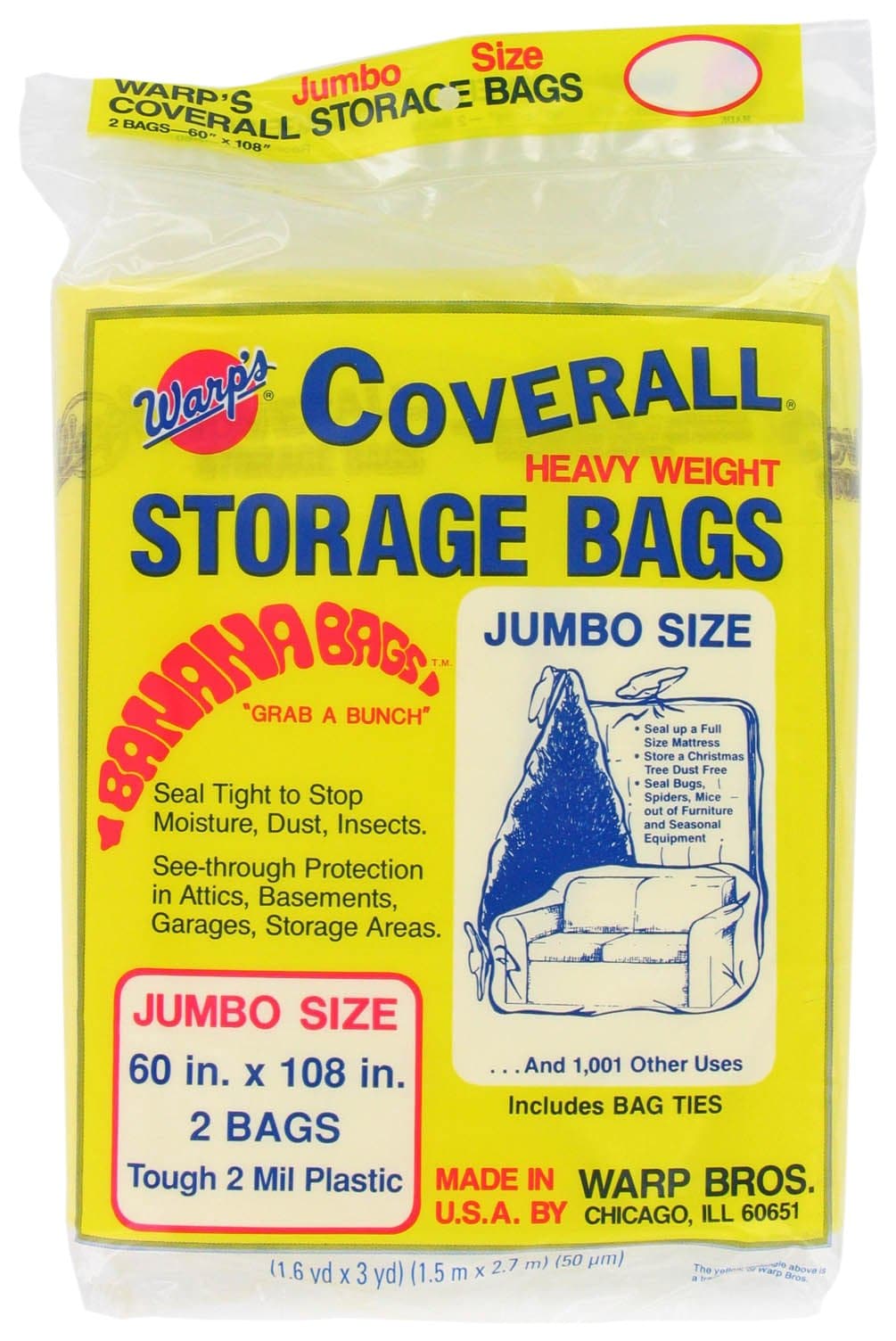 Warp's Warp Brothers CB-60 Banana Storage Bags 60 x 108 in Pack of 2