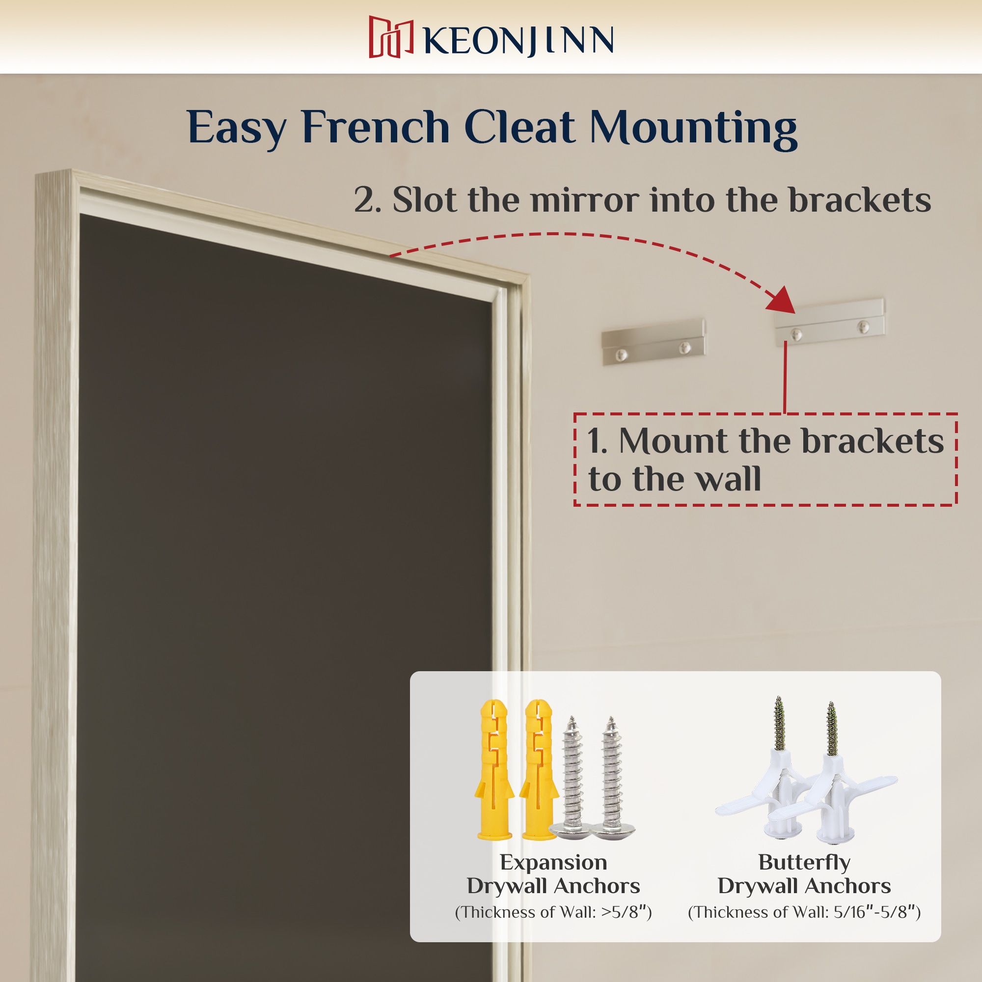 Keonjinn LW-JSK-XB-12191-BN Decor-Mirrors - View #8