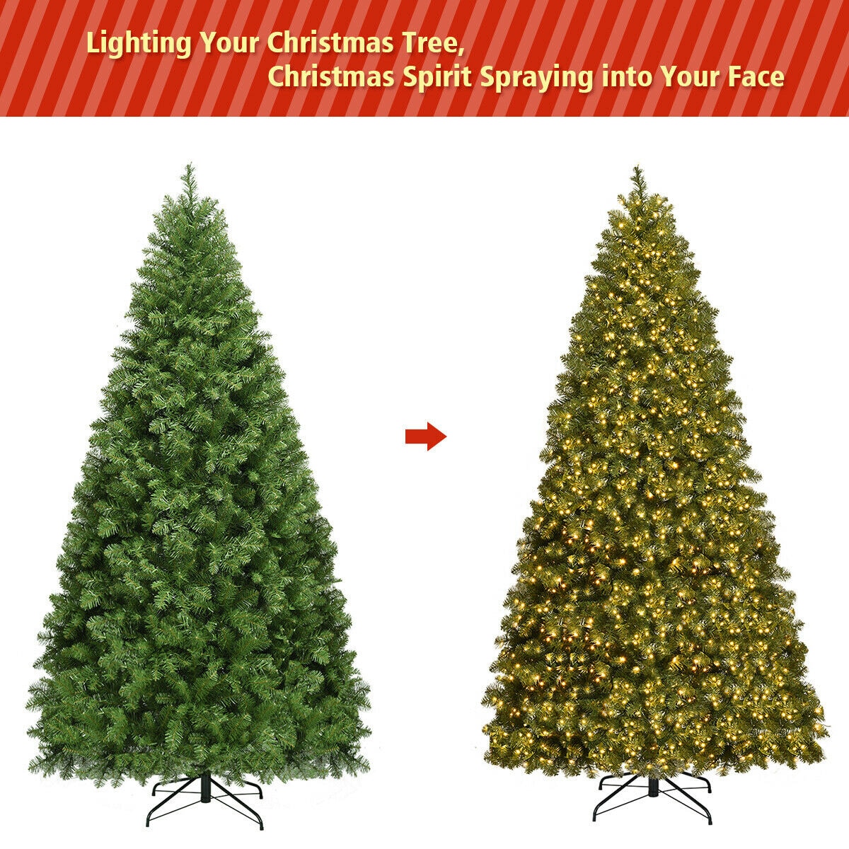 WELLFOR 8-ft Pre-lit Artificial Christmas Tree with LED Lights in the Artificial  Christmas Trees department at