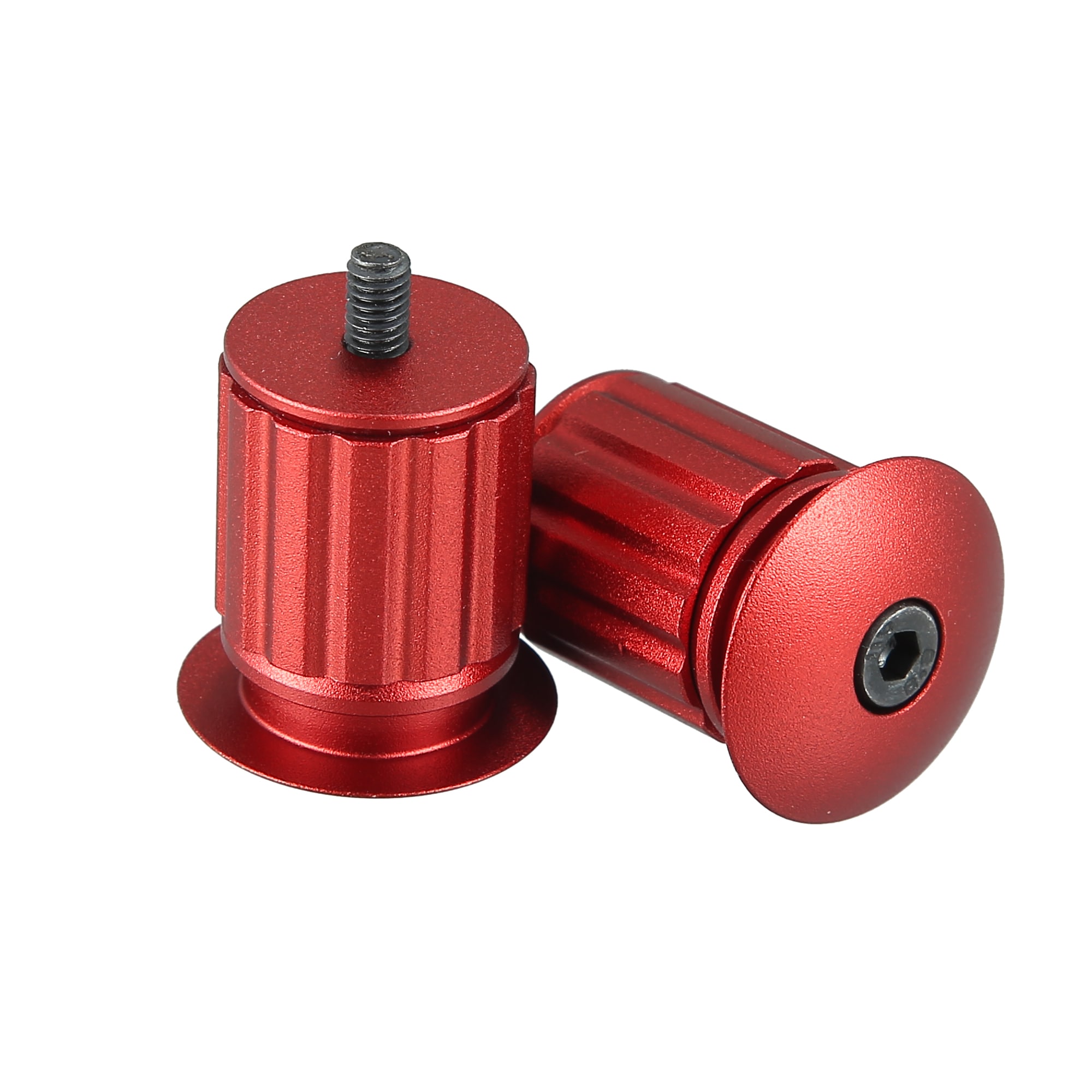 Unique Bargains 1pair Aluminum Alloy 17.5-22mm Handlebar End Plugs for Road Mountain Bicycle Adjustable Handlebar Bike Bar Ends Red