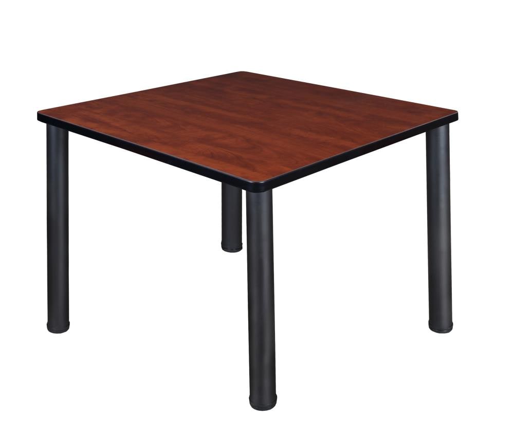 Cherry and Black Square Dining Height Table with Steel Legs