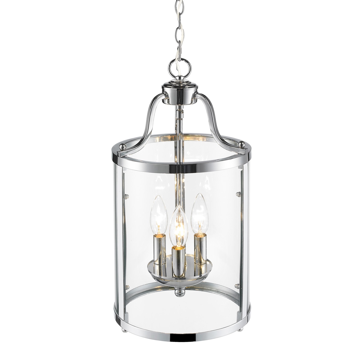 Chrome Finish 3-Light Glass Pendant Light