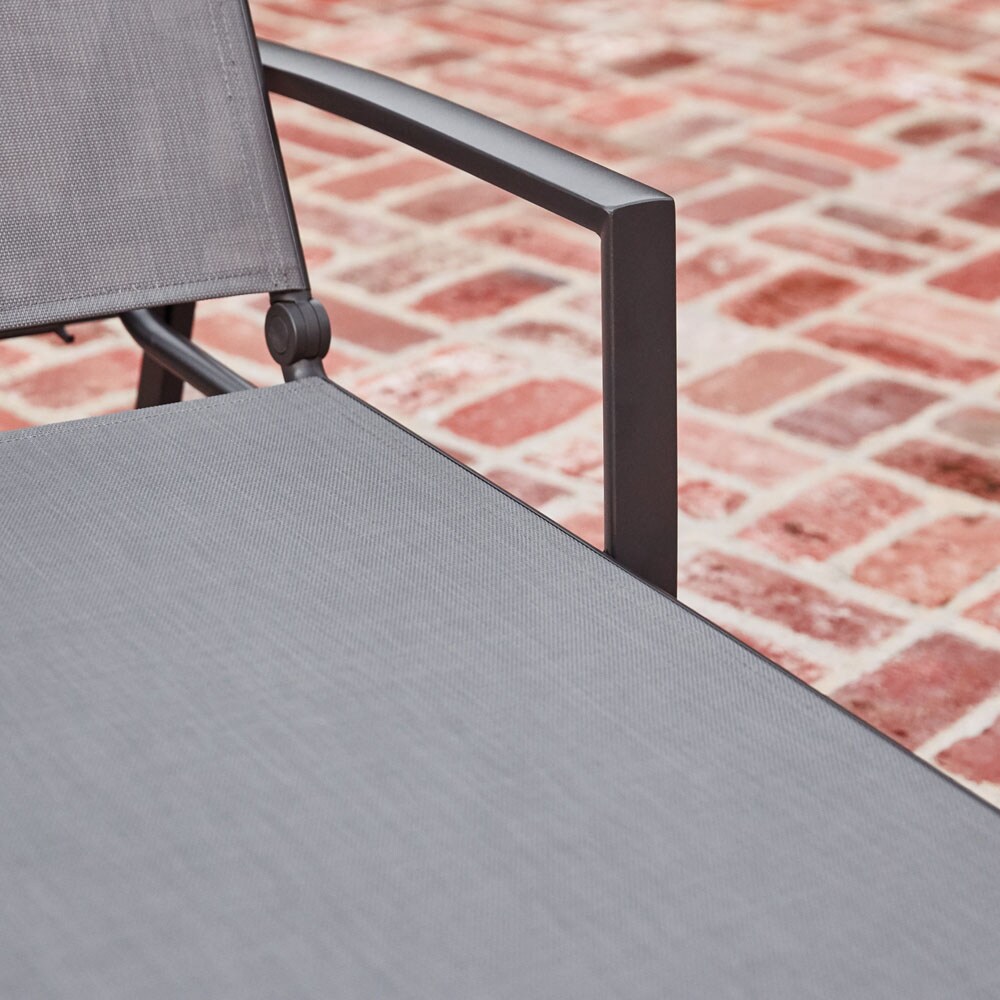 Naples Gray Aluminum Outdoor Chaise Lounge with Adjustable Backrest