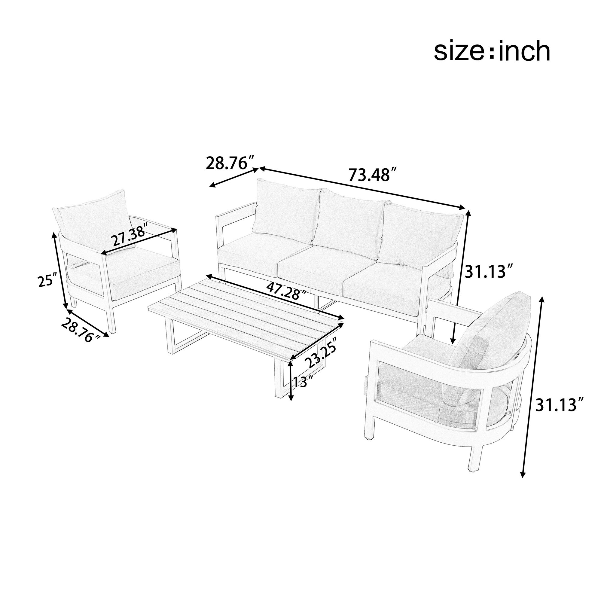 SINOFURN SYA020354BG Patio-Conversation-Sets - View #16