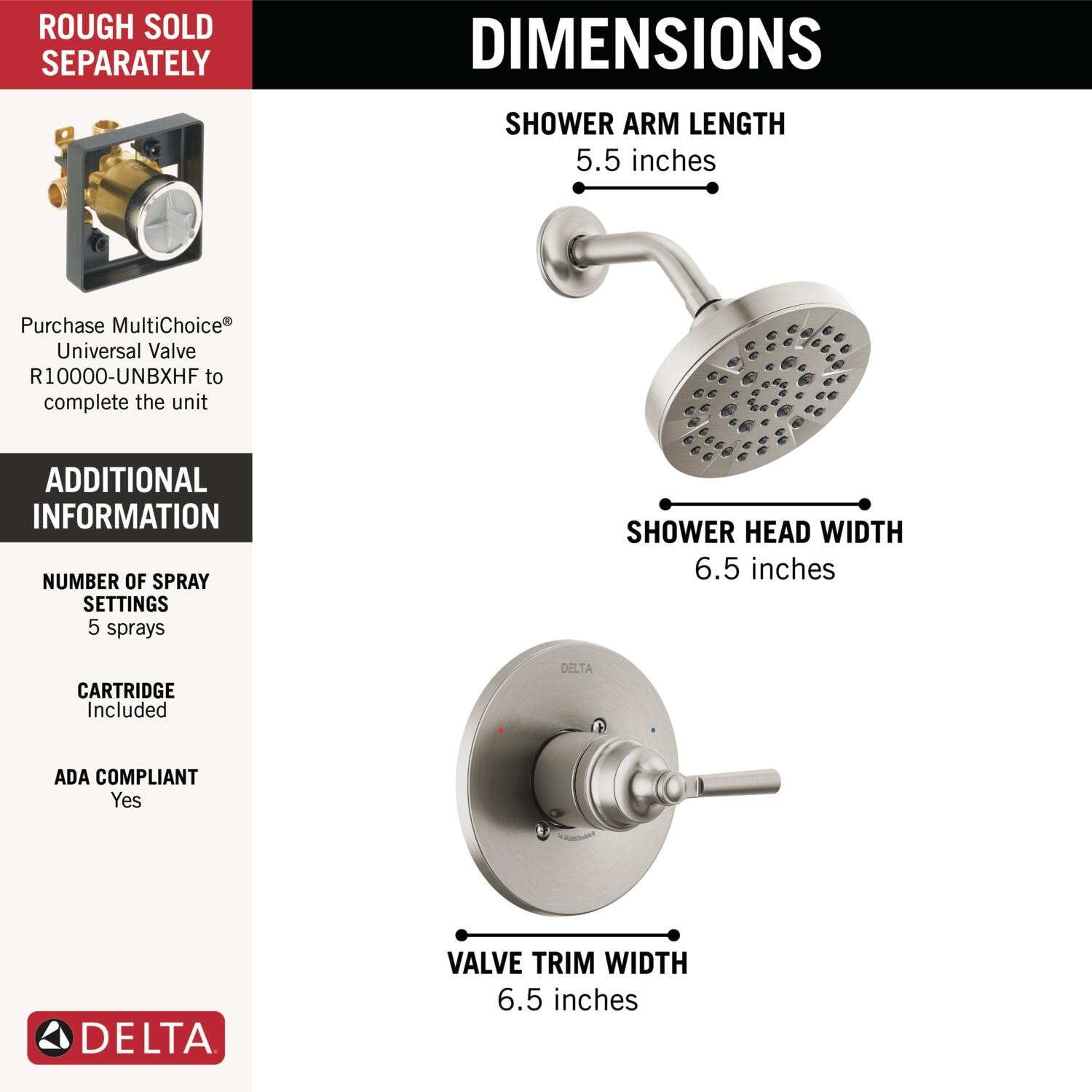 Delta T14235-SS Tub-Shower-Faucets - View #3