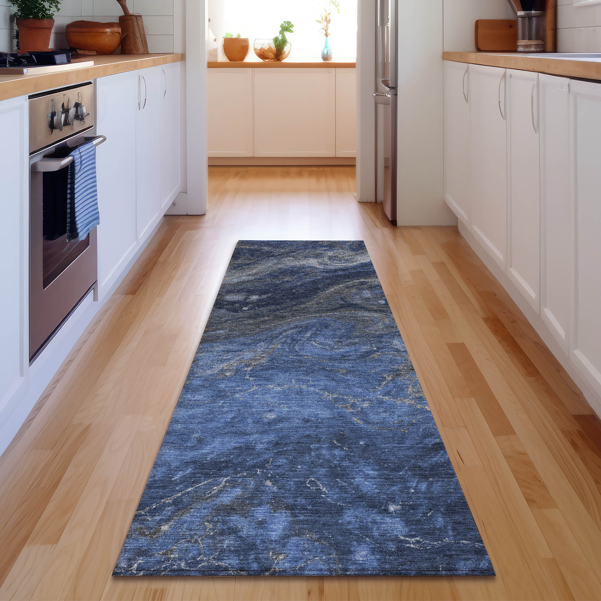 Addison Rugs AMF599BU2X8 Mayfield AMF599BU 2 x 7 (ft) Loomed Polyester Blue Rectangular Indoor Geometric Machine washable Area rug