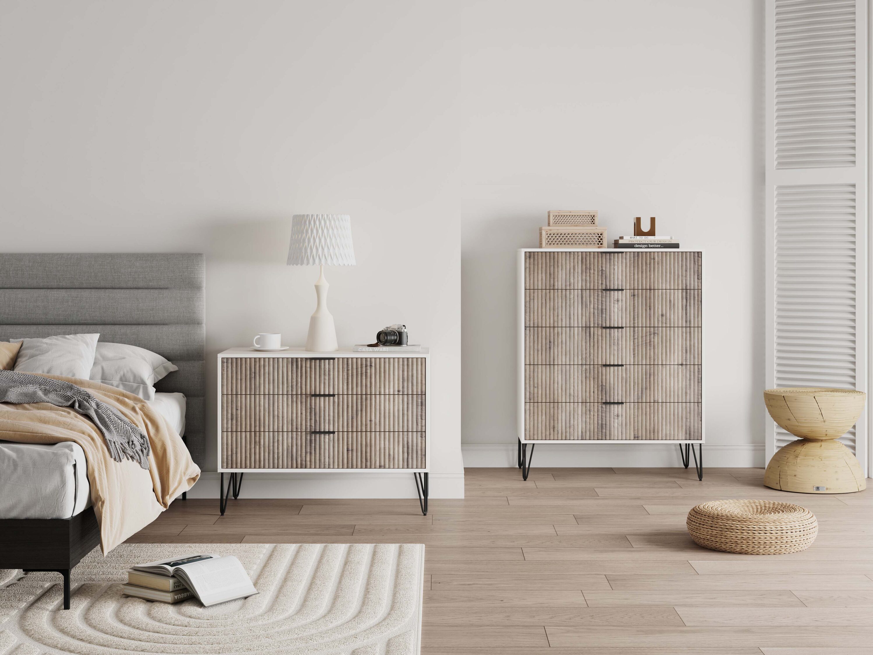 Manhattan Comfort 2-DB05-WG White and Grey 8 -Drawer Standard dresser