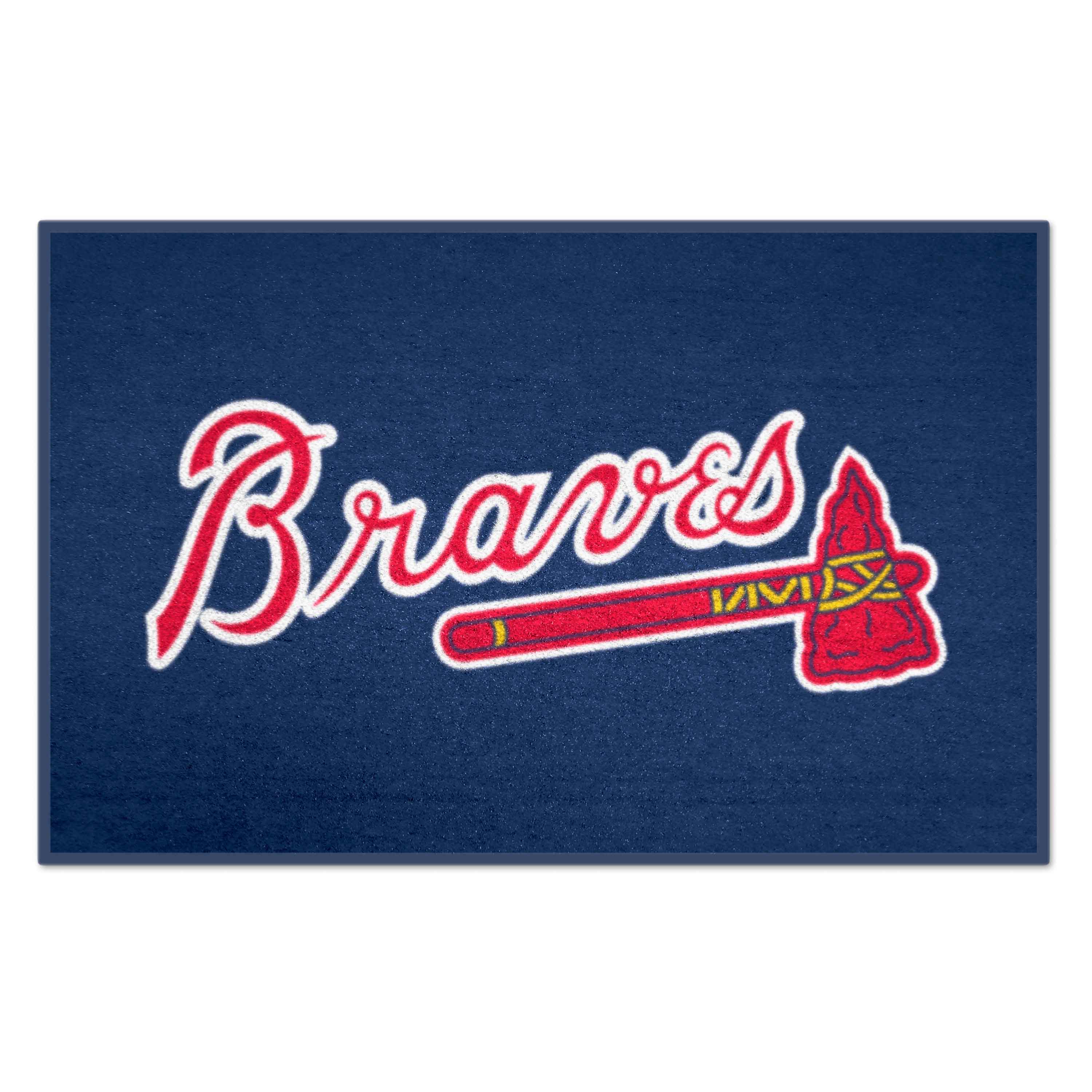 FANMATS 6432 Atlanta Braves 2-ft x 3-ft Blue Nylon Rectangular Indoor Decorative Sports Door mat