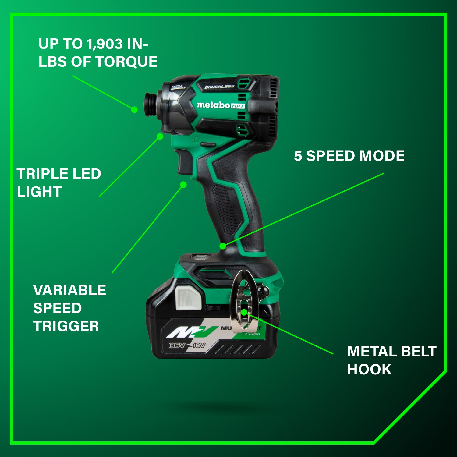 Metabo HPT WH36DCM Cordless-Impact-Drivers - View #4