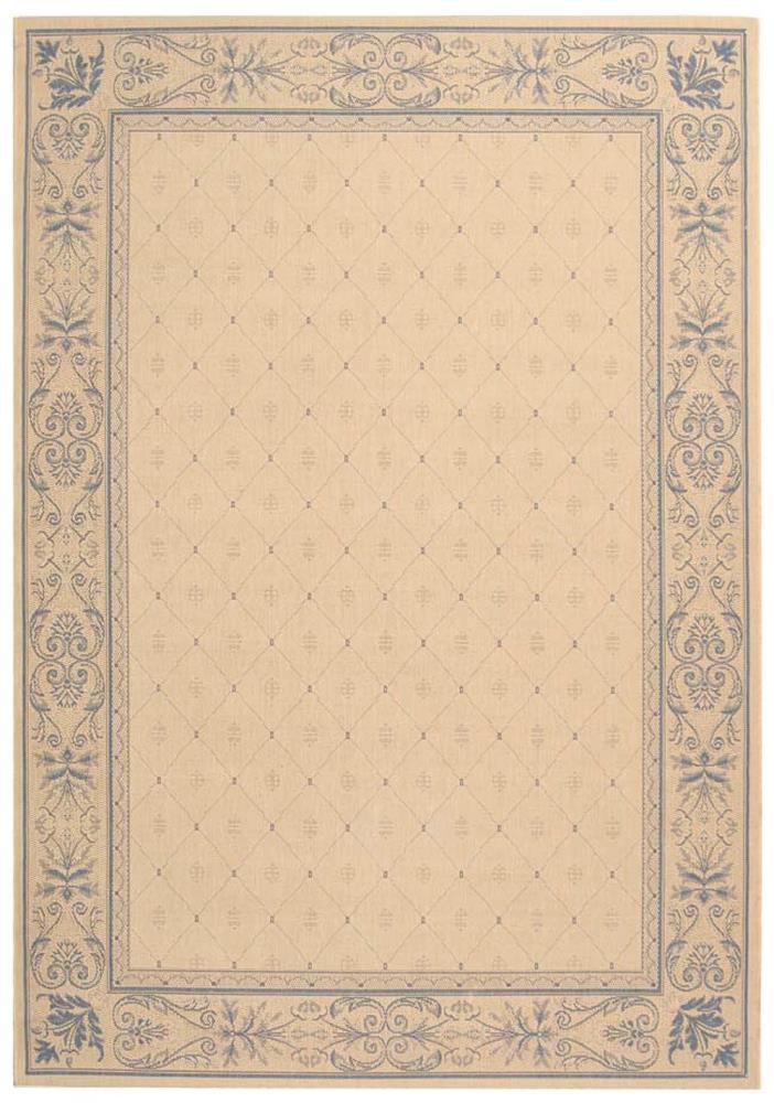 Safavieh CY2326-3101-8 Courtyard Tobago 8 x 11 (ft) Loomed Polypropylene Natural/Blue Rectangular Indoor/Outdoor Border Coastal Area rug