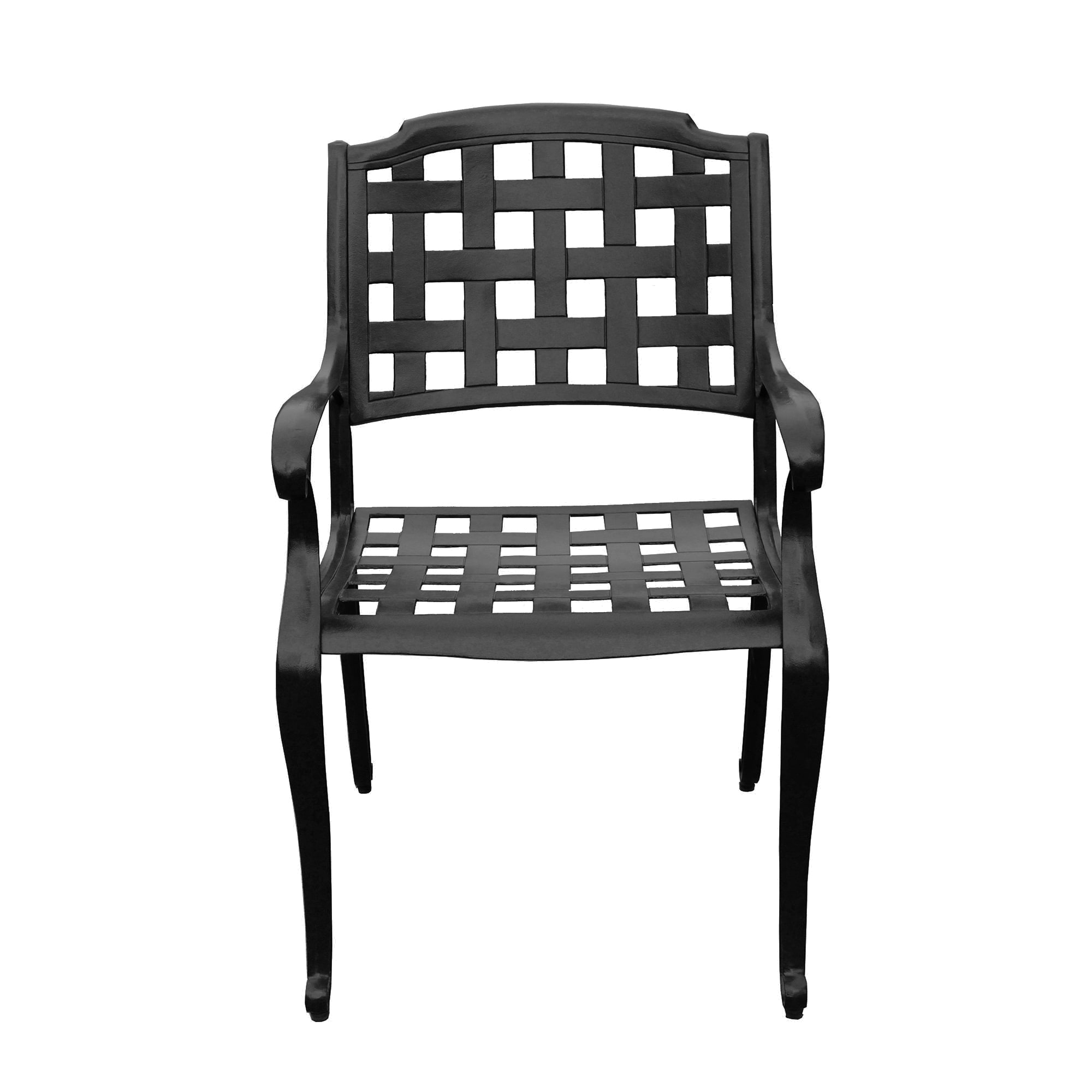 Black Aluminum 84" Rectangular Outdoor Dining Set with Mesh Chairs