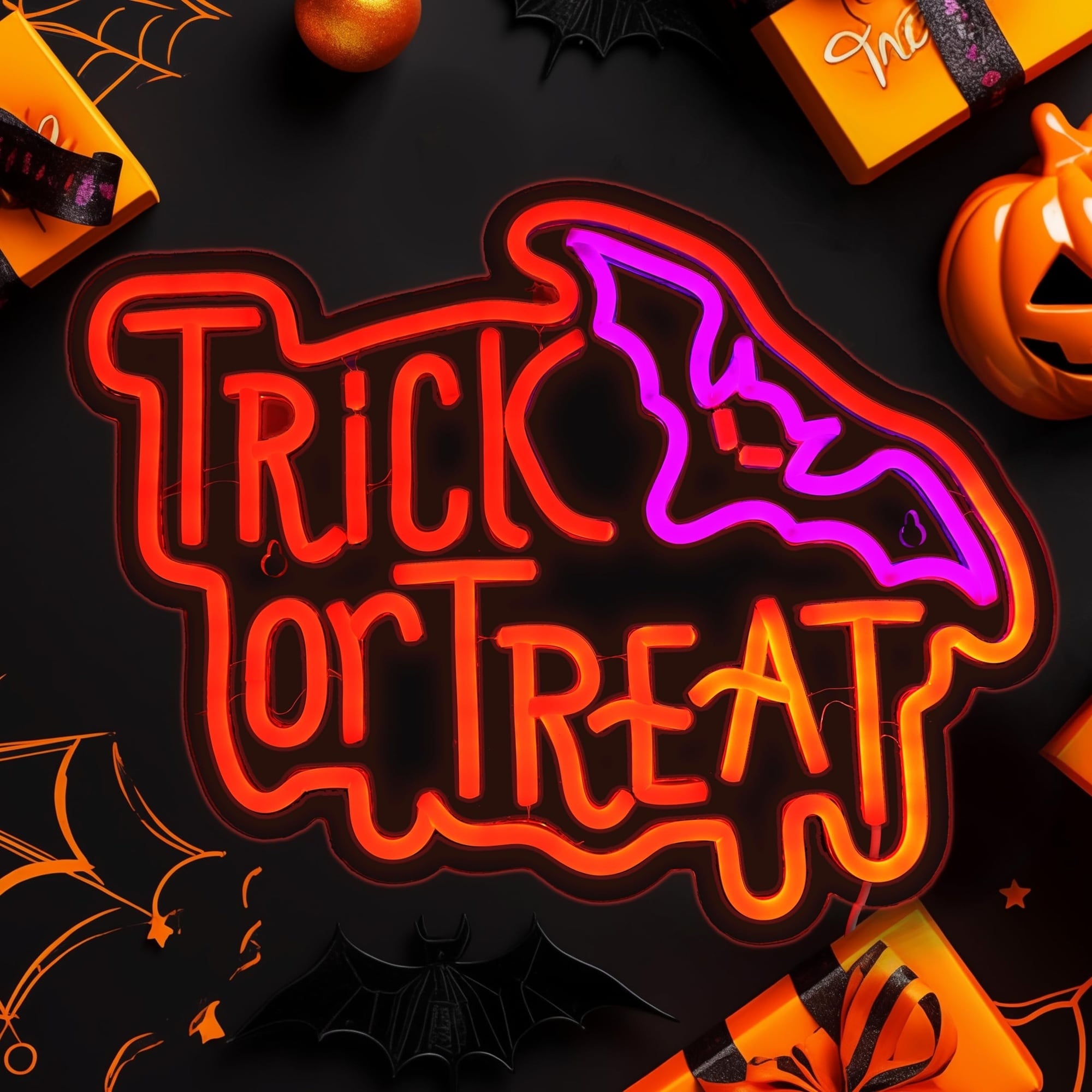 Oyezvary  Halloween Neon Sign Pumpkin Light Adjustable Brightness Wall Decor for Trick or Treat Indoor Outdoor Party 1 Piece 14 9 x 11 6 Inches