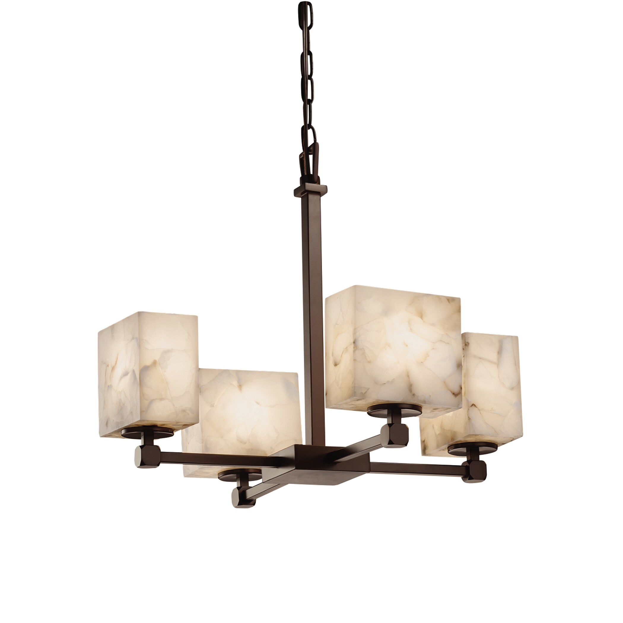 Justice Design Group ALR-8420-55-DBRZ Alabaster Rocks 4-Light Dark Bronze Transitional Damp Rated Chandelier