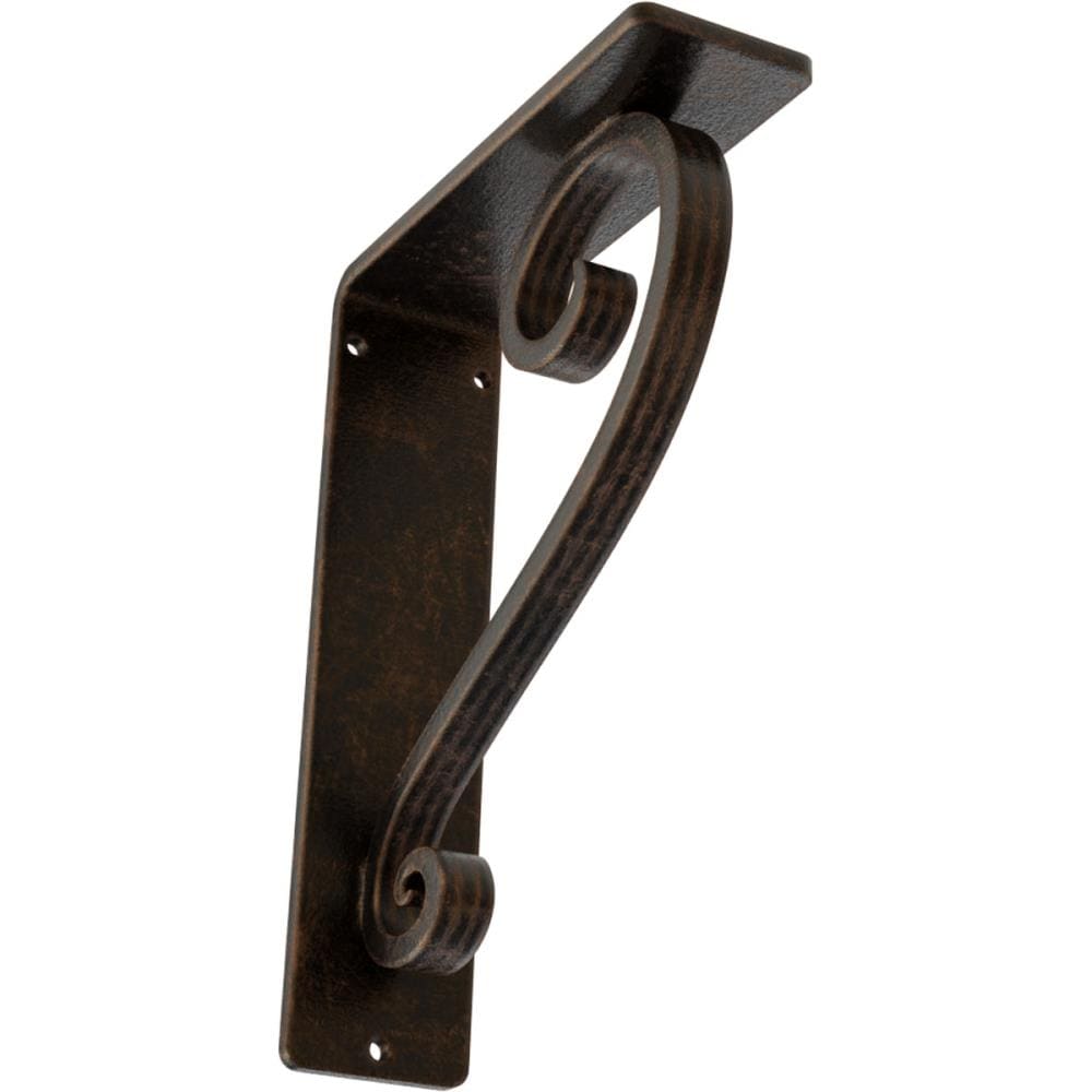 Ekena Millwork BKTM02X05X08TEDABZ Edwards 5.5-in x 2-in x 8-in Antique bronze Wrought iron Mounting bracket