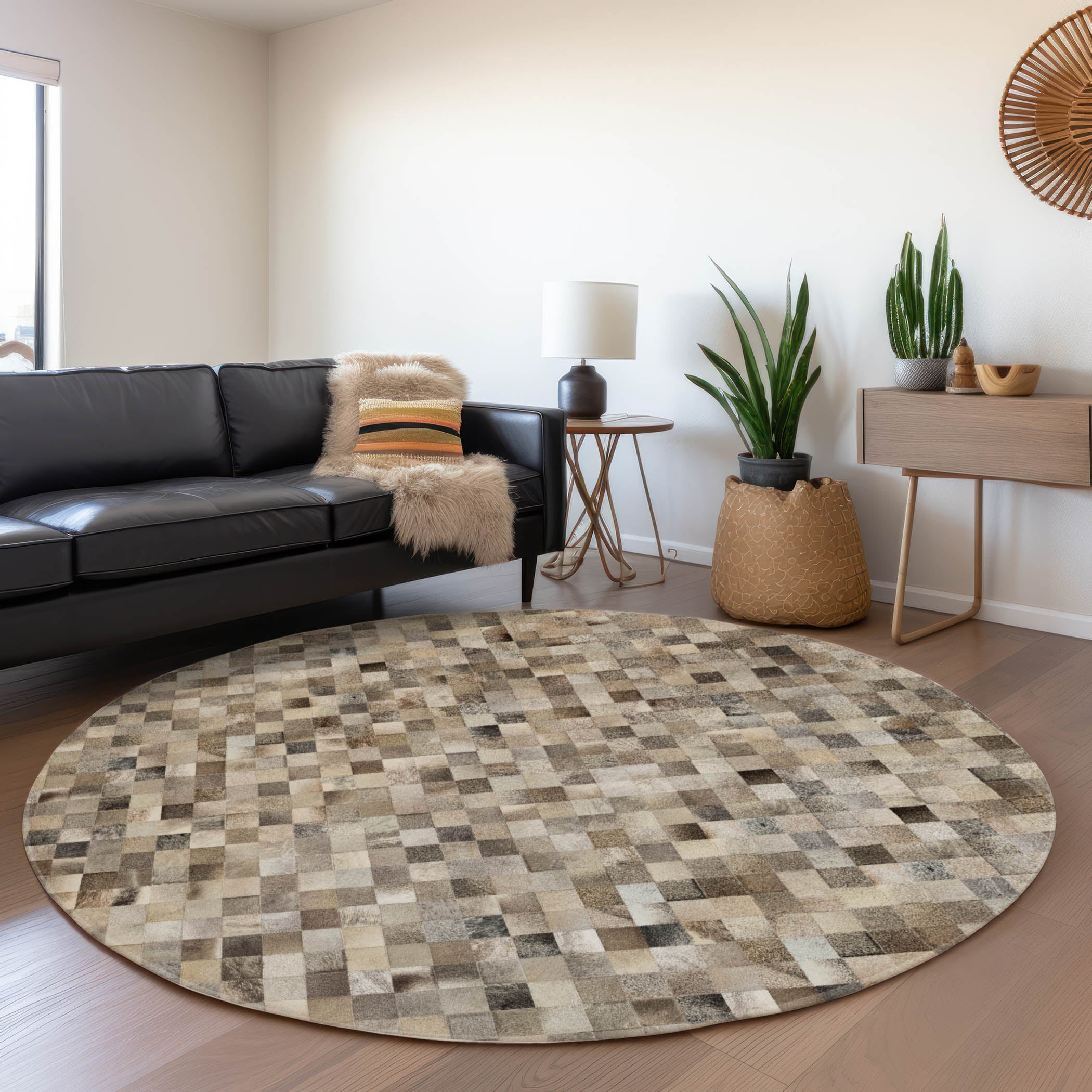 Addison Rugs AMF98GY8RO Mayfield AMF98GY 8 x 8 (ft) Loomed Polyester Gray Round Indoor Abstract Machine washable Area rug
