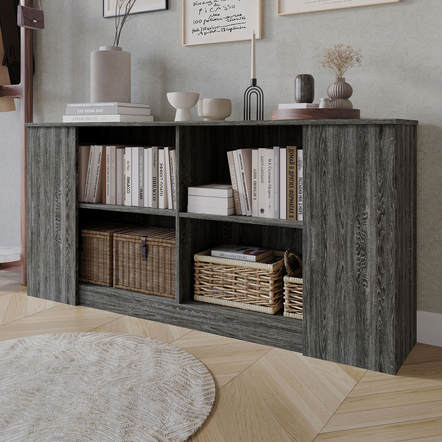 CasePiece C7028SB-DGY Contemporary/Modern Dark Grey Sideboard