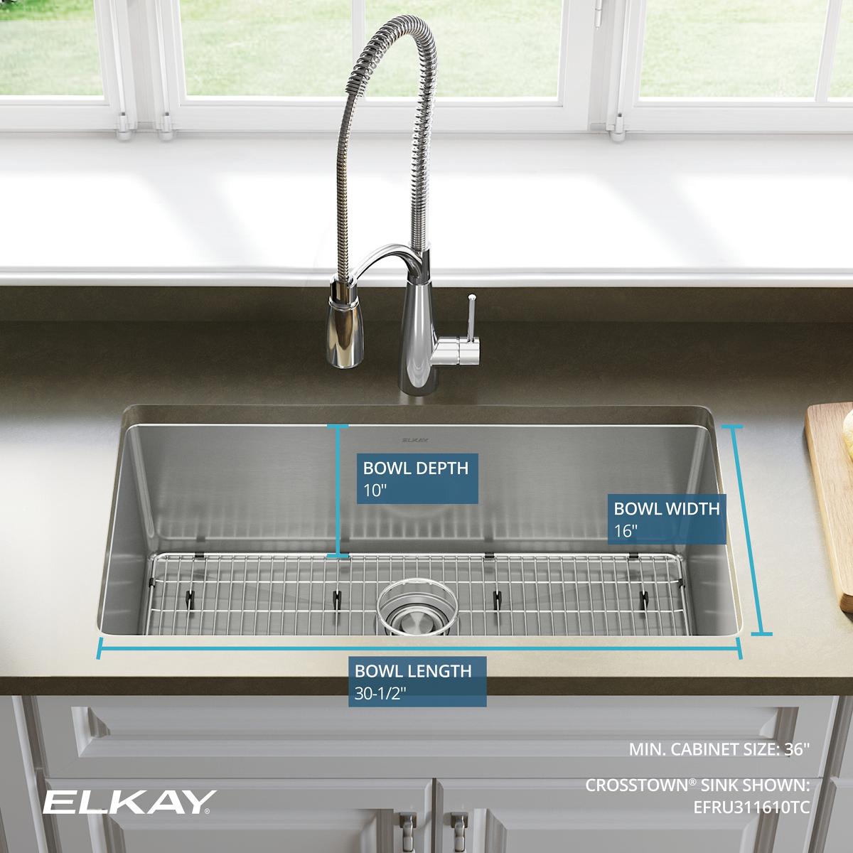 Elkay Crosstown 32.5" Stainless Steel Single Bowl Undermount Sink Kit