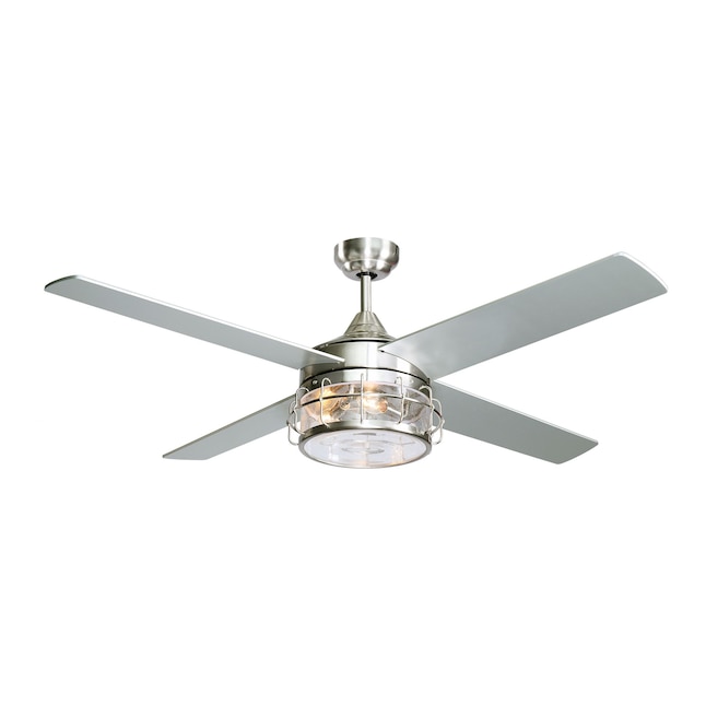 Parrot Uncle 52 In Satin Nickel Indoor, Modern Crystal Ceiling Fan With Remote Control Satin Nickel Plate