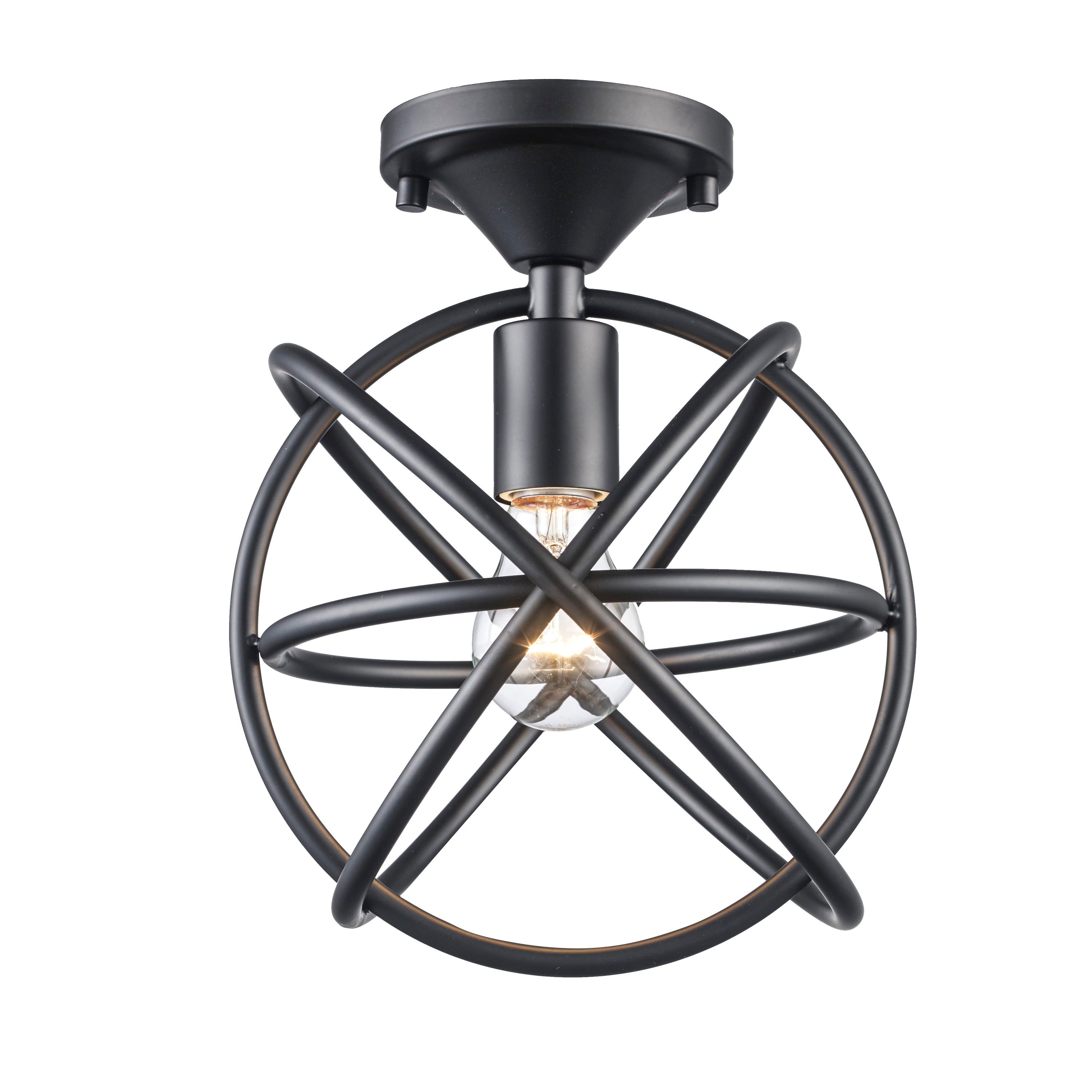 Trans Globe 30271 BK Viewridge 1 -Light 8.5-in Black Semi Flush Mount Light