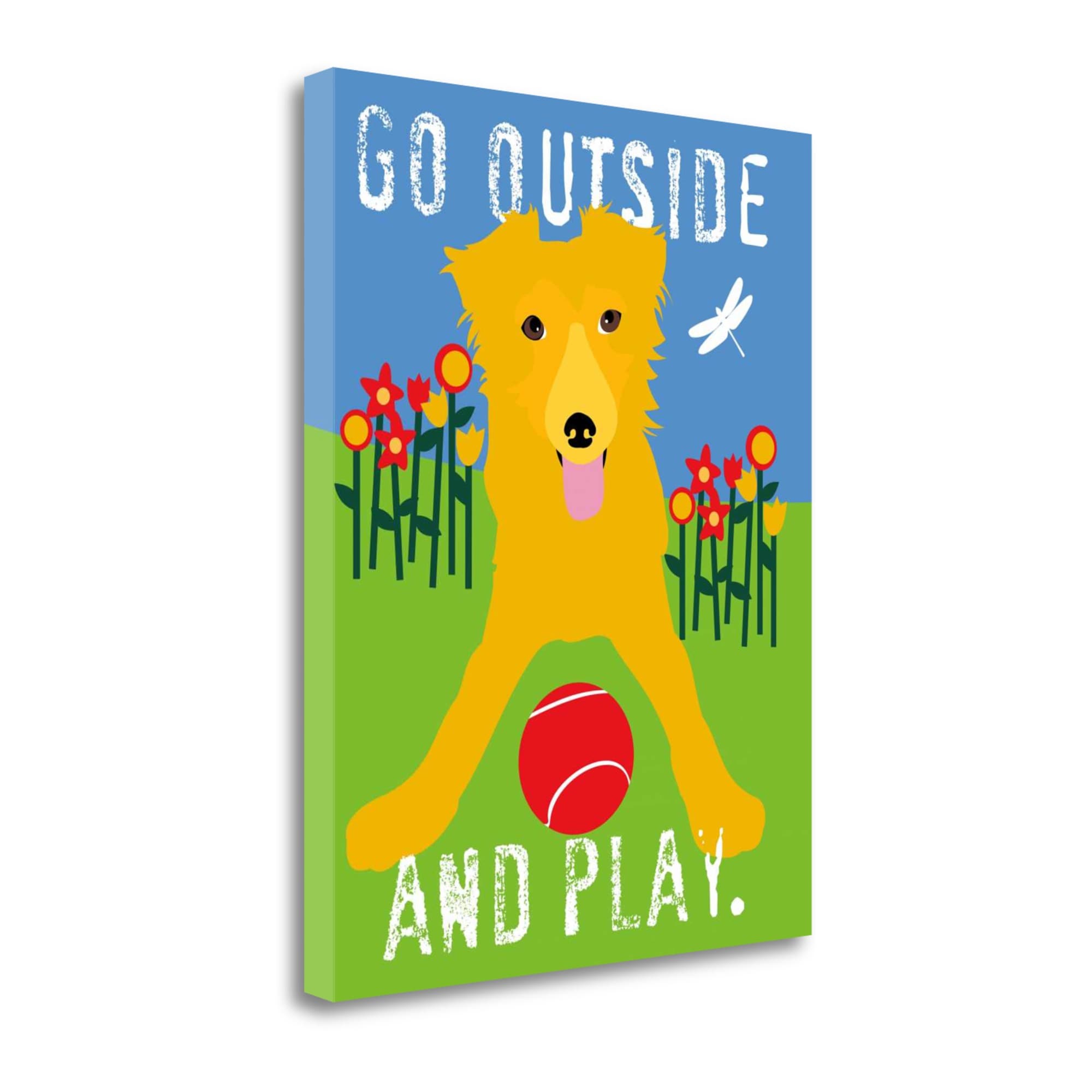 Tangletown Fine Art ICO157D-2228C Go Outside and Play Ginger Oliphant 28-in H x 22-in W Animals Print on Canvas
