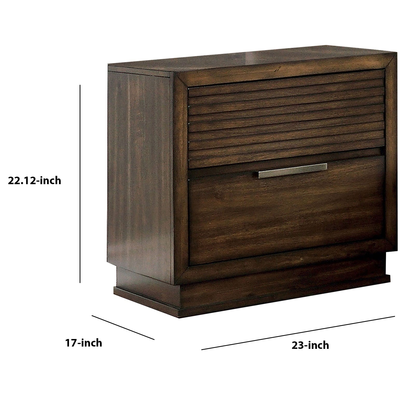 Benzara Contemporary Brown Wood Nightstand with 2 Drawers and Felt ...