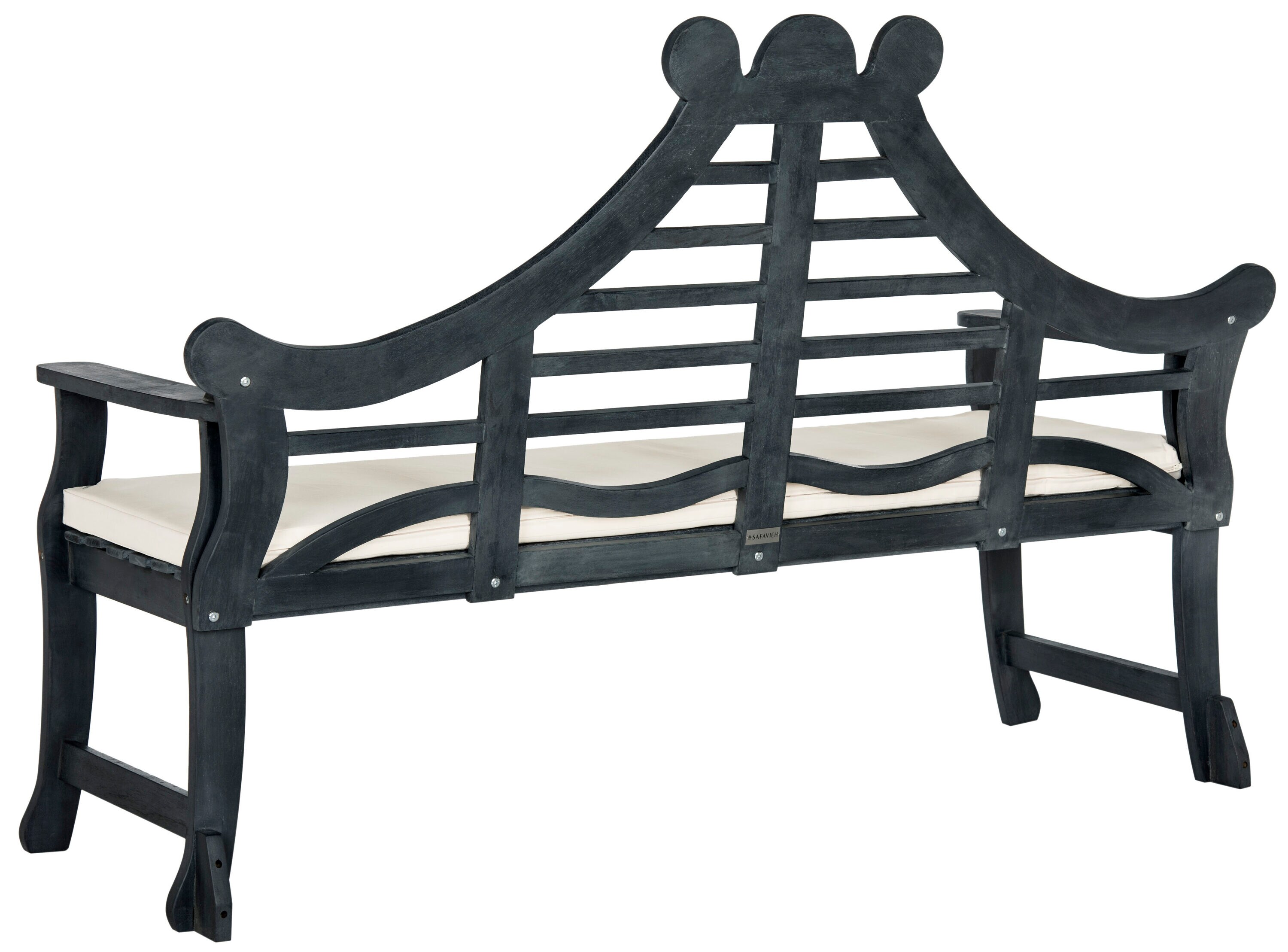 Safavieh PAT6741K Azusa 62.8-in W x 42.5-in H Dark Slate Gray Acacia Traditional Bench