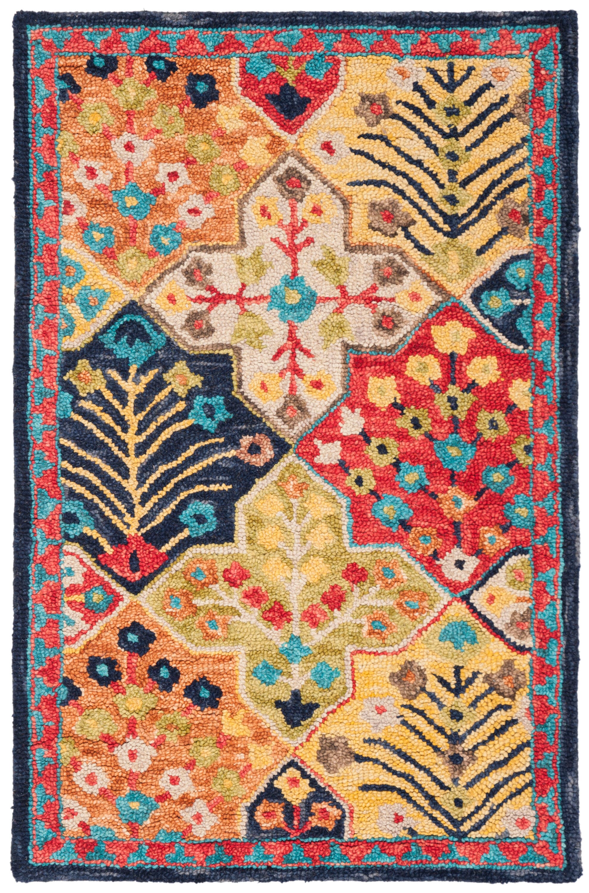 Hand-Tufted Artisan Geometric Blue Wool Blend 3' x 5' Rug