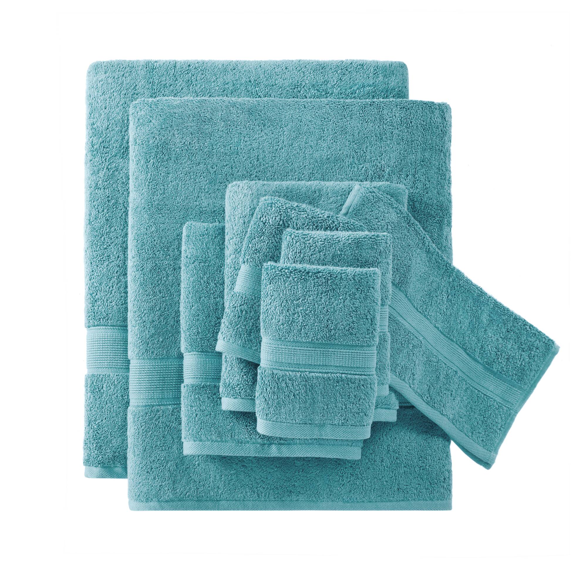 Madison Park Signature MPS73-193 8-Piece Aqua Cotton Quick Dry Bath Towel Set (800 GSM)