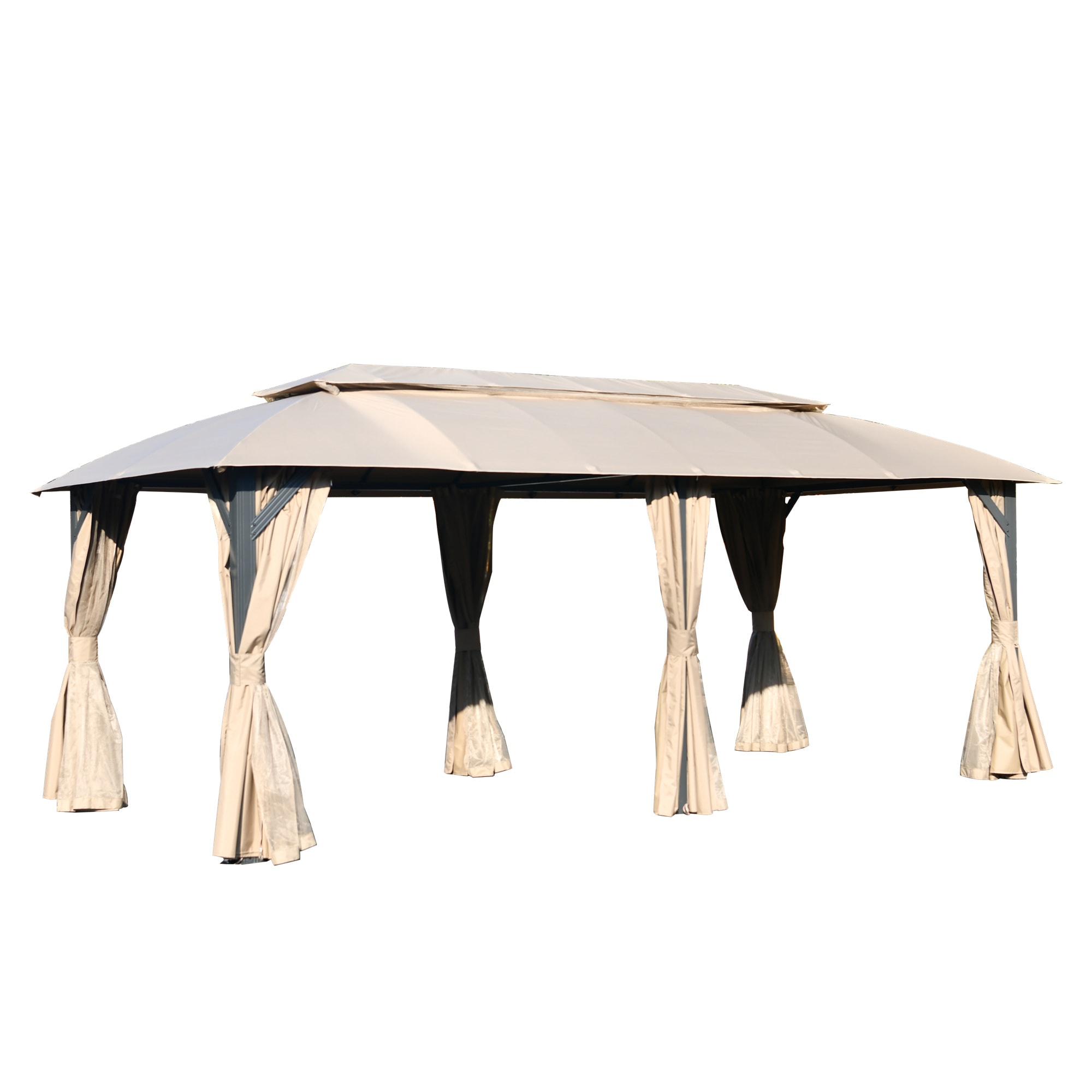 BABOOM BOM-9S00085-OR 10-ft x 20-ft Brown Rectangle Semi-permanent Gazebo with Soft top Roof